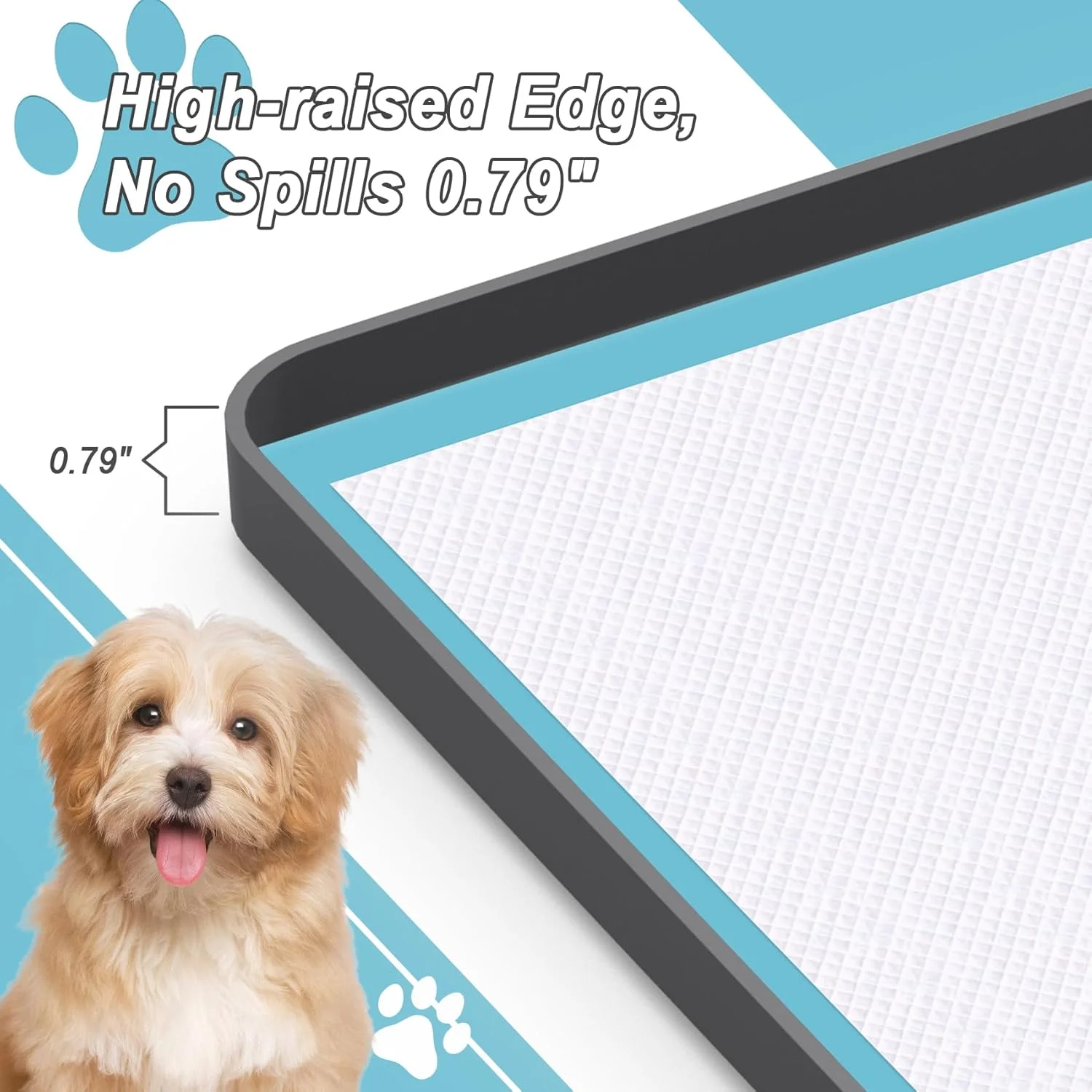 نگهدارنده پد ادرار سگ، نگهدارنده پد سگ و توله سگ سیلیکونی، 68.5 * 68.5 سانتی متر بدون لبه برجسته ضد ریزش، نگهدارنده تشک بزرگ قابل حمل و ضد نشت برای پدهای آموزش حیوانات خانگی، سینی های مربعی توالت با 6 گیره رایگان