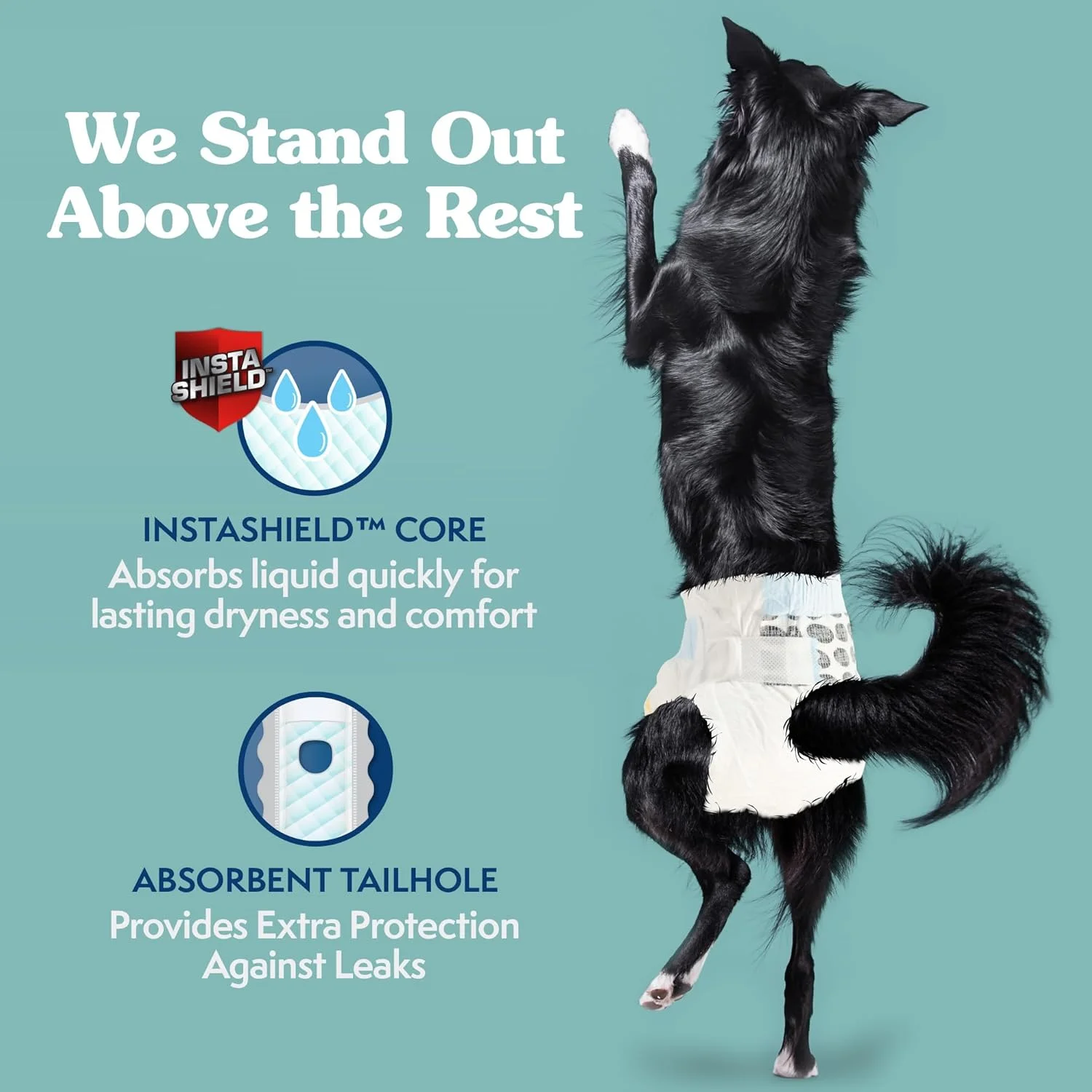 پوشک سگ یکبار مصرف ترو فیت Simple Solution برای سگ های ماده | فوق العاده جاذب با نشانگر رطوبت | L/XL | بسته 30 عددی