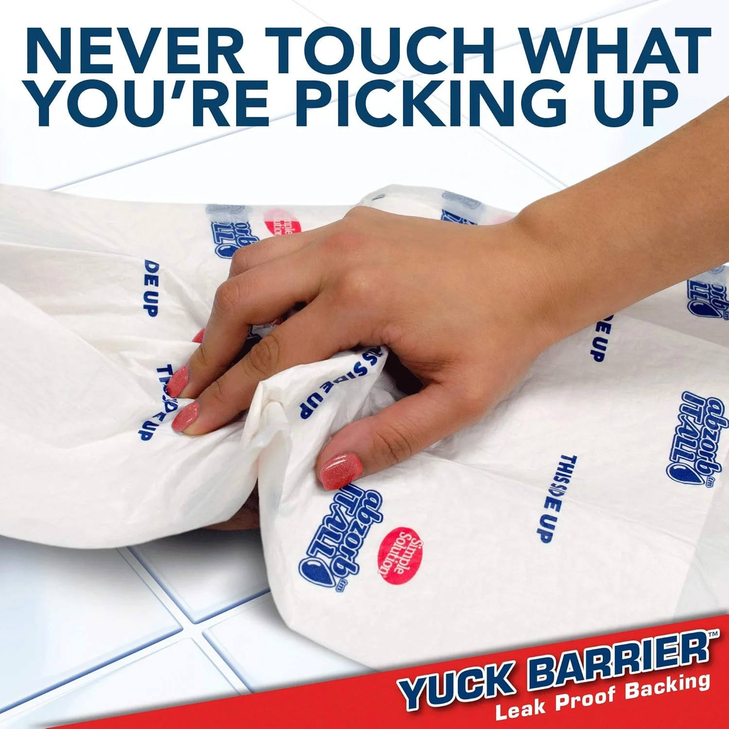 دستمال جاذب آلودگی حیوانات خانگی Simple Solution Abzorbitall | ورق های تمیز کننده چند سطحی ادرار و مدفوع سگ | 30 عدد 30x43 سانتی متر