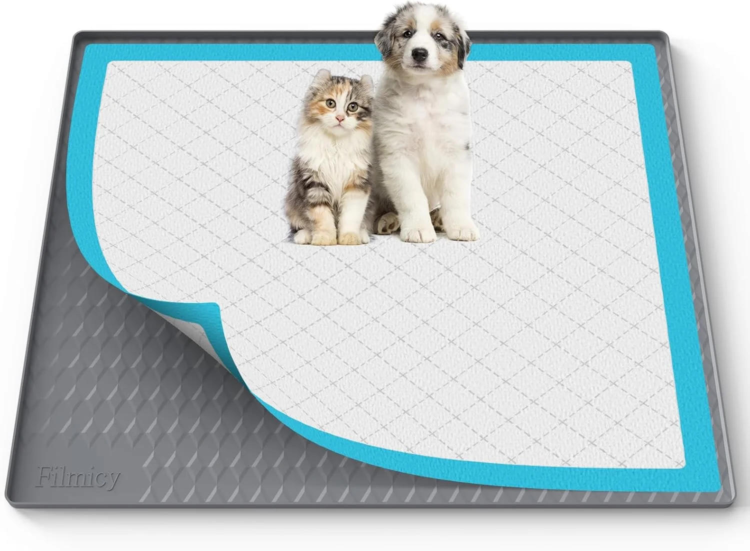 نگهدارنده پد ادرار سگ، نگهدارنده پد سیلیکونی سگ و توله سگ، لبه بلند بدون نشتی، قابل حمل، نگهدارنده تشک ضد نشت برای پدهای آموزش سگ، سینی های مربع شکل توالت برای محافظت از کف خانه