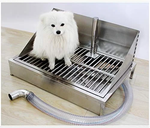 توالت استیل ضد زنگ حیوانات خانگی با حصار و میله جداشدنی، ایده آل برای آموزش دستشویی در داخل/خارج از خانه، بادوام و تمیز کردن آسان (90x60x10 سانتی متر)