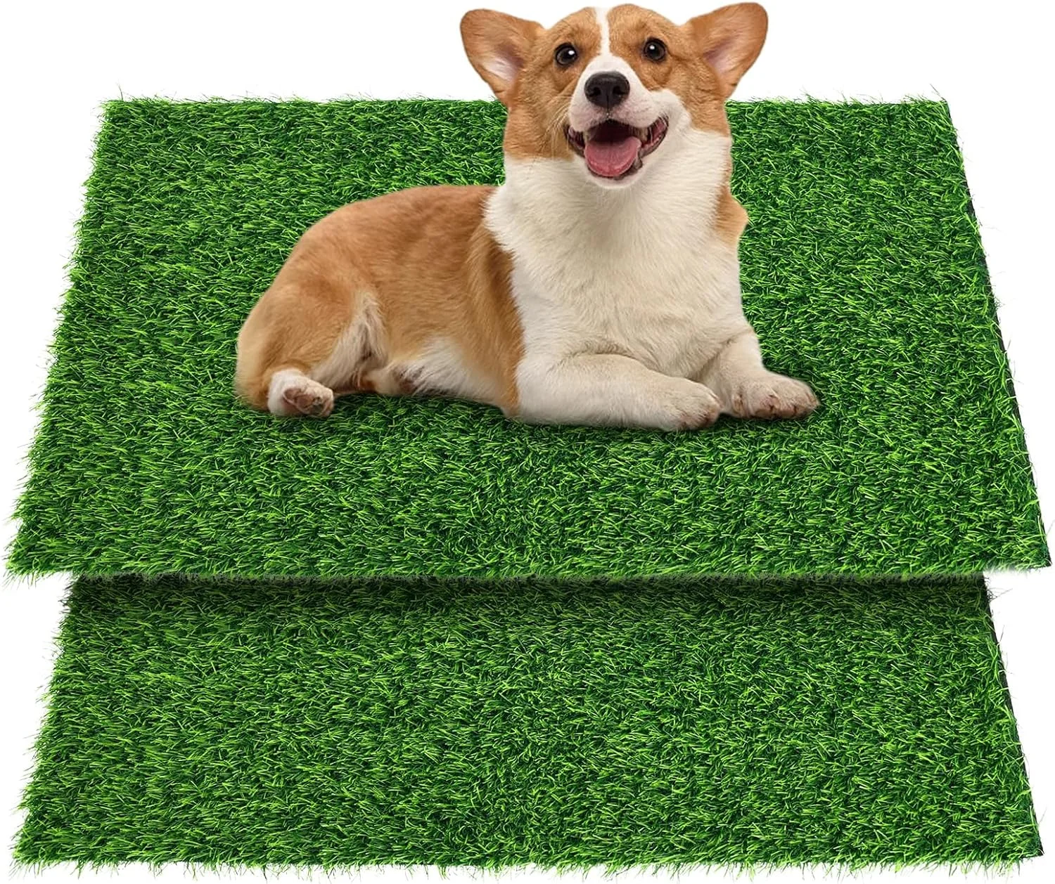 2 عدد پد چمن مصنوعی برای ادرار حیوانات خانگی، پد چمن سگ قابل استفاده مجدد، توالت چمن سگ برای آموزش ادرار توله سگ در داخل و خارج از منزل (50 x 80 سانتی متر)