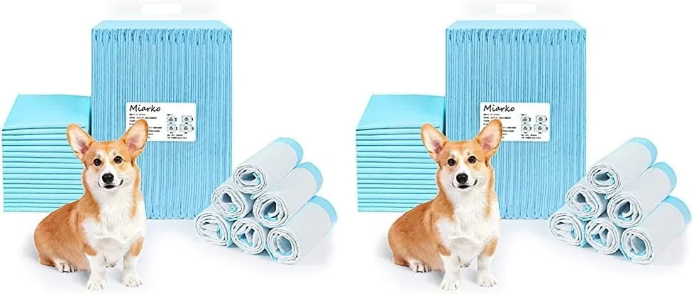 پدهای آموزشی ادرار حیوانات خانگی OKBUYNOW، پد یکبار مصرف برای سگ، توله سگ، گربه، خرگوش، فوق العاده جاذب، خشک شونده سریع و بدون نشتی، 60x90 سانتی متر سایز XL - بسته 20 عددی، آبی (بسته 2 عددی)