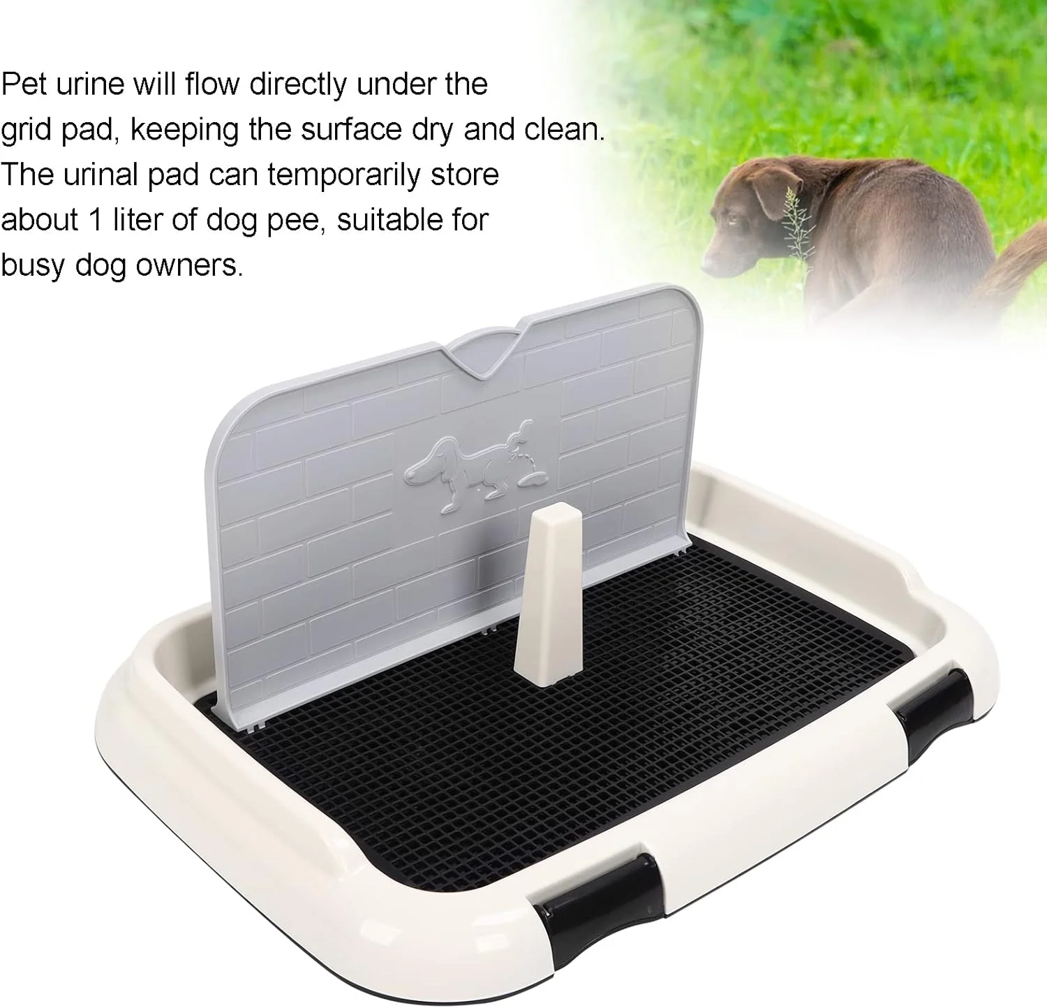 توالت سگ شانریا، نگهدارنده پد ادرار سگ محافظت از کف تمیز کردن آسان پلاستیکی با پوشش دیواری برای آموزش سگ ها (مشکی)