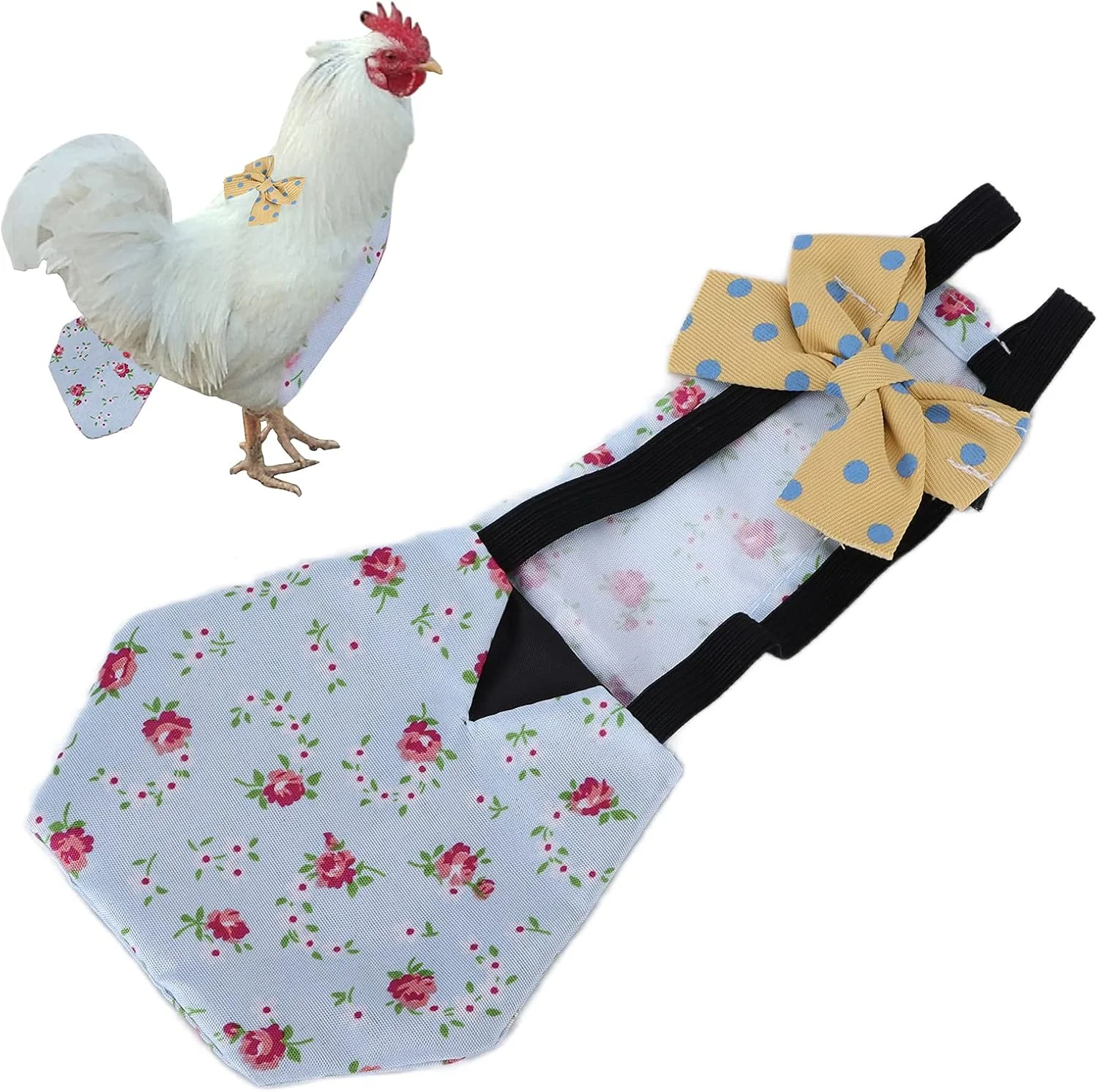 شاندریا لباس قابل شستشوی غاز، پوشک مرغ و اردک حیوانات خانگی برای جلوگیری از نشت برای طیور (S، گل آبی)