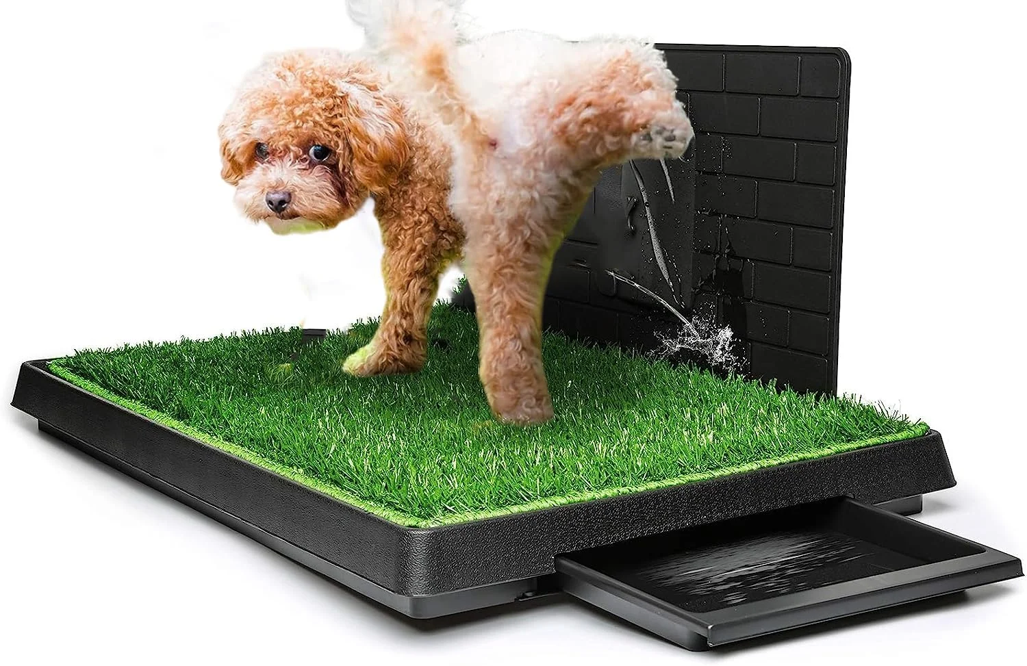 پد چمن سگ بزرگ با سینی 51cm X 76cm، برای استفاده در داخل و خارج از منزل، پد چمن مصنوعی قابل استفاده مجدد با مانع ادرار، ایده آل برای سگ های متوسط و کوچک