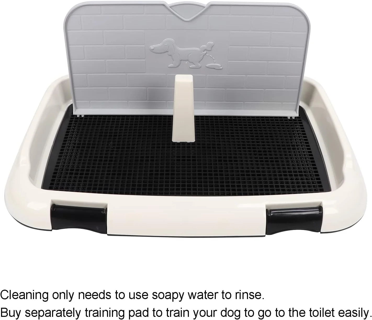 توالت سگ شانریا، نگهدارنده پد ادرار سگ محافظت از کف تمیز کردن آسان پلاستیکی با پوشش دیواری برای آموزش سگ ها (مشکی)