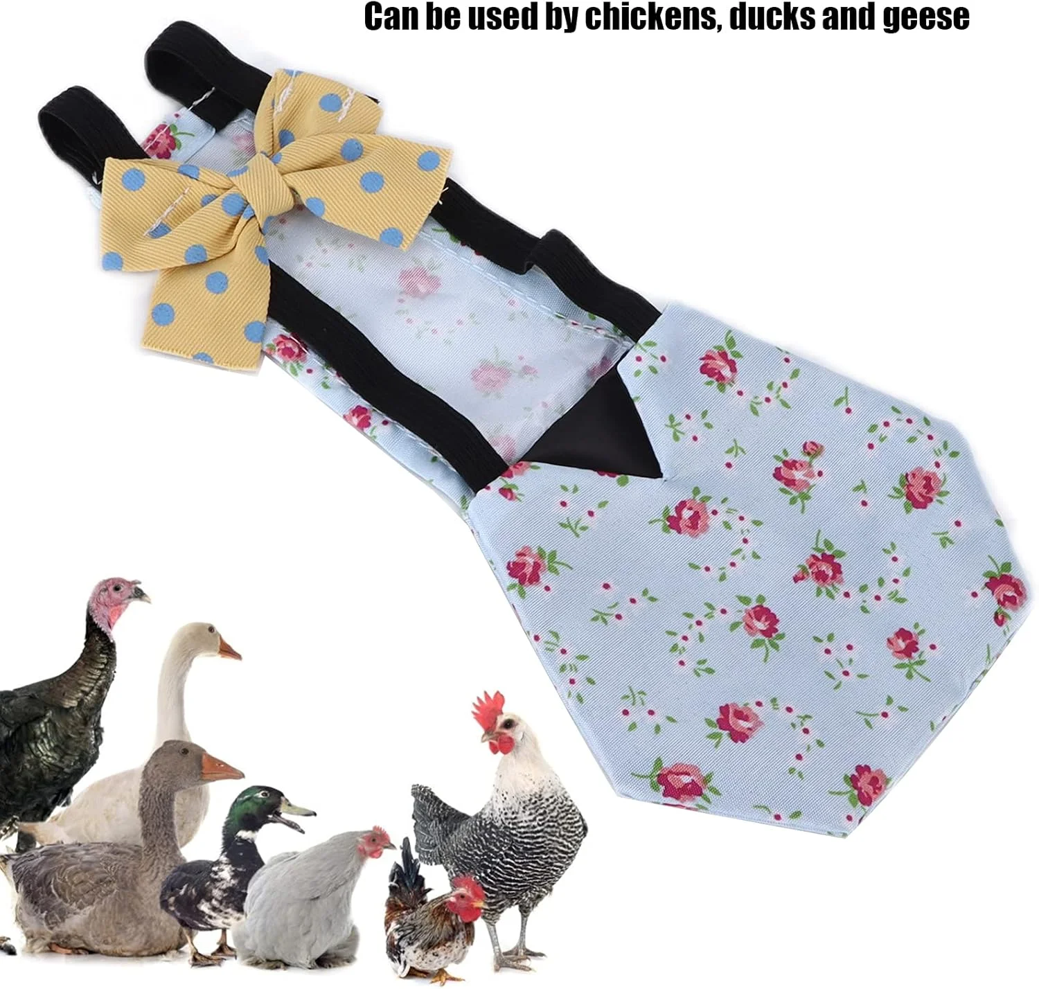 شاندریا لباس قابل شستشوی غاز، پوشک مرغ و اردک حیوانات خانگی برای جلوگیری از نشت برای طیور (S، گل آبی)