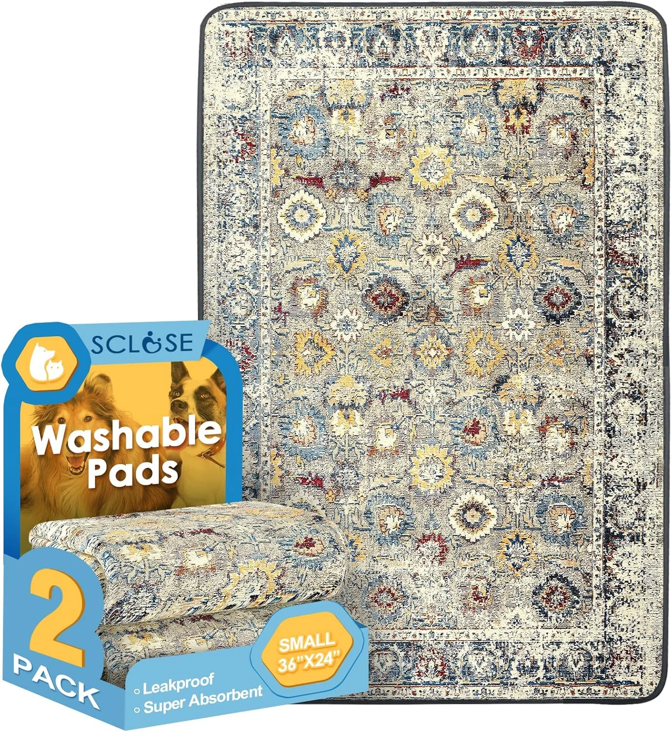 پدهای ادرار شوی سگ، بسته 2 عددی، 91x61 سانتی متر، پدهای توله سگ قابل استفاده مجدد، پدهای سگ فوق العاده جاذب، ضد نشت، پدهای آموزش سگ ضد آب، پد قفس سگ، تشک محوطه بازی سگ، پدهای زایمان، طرح قدیمی