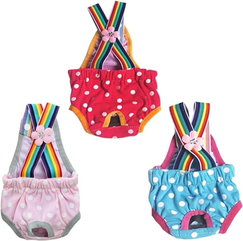 شورت بهداشتی سگ ماده، شلوار فصلی بهداشتی، پارچه قابل شستشو، زیر شلواری تنفسی سایز L، لباس سگ 3 عددی، شورت سگ