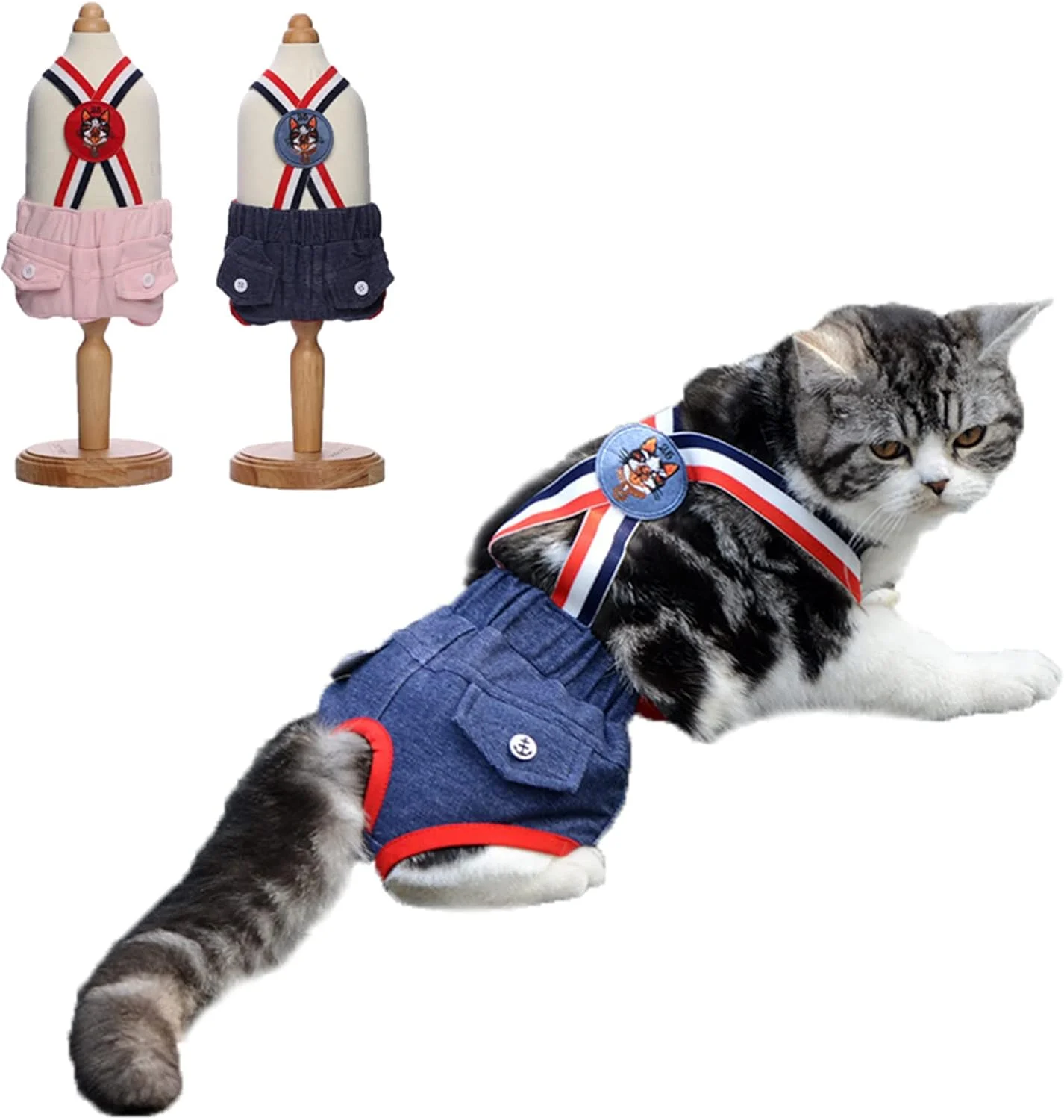 شورت بهداشتی سگ و گربه با بند قابل تنظیم، لباس زیر قابل شستشو برای حیوانات خانگی، نوار شکمی توله سگ قابل استفاده مجدد برای سگ ها و گربه های نر و ماده تدی بولداگ