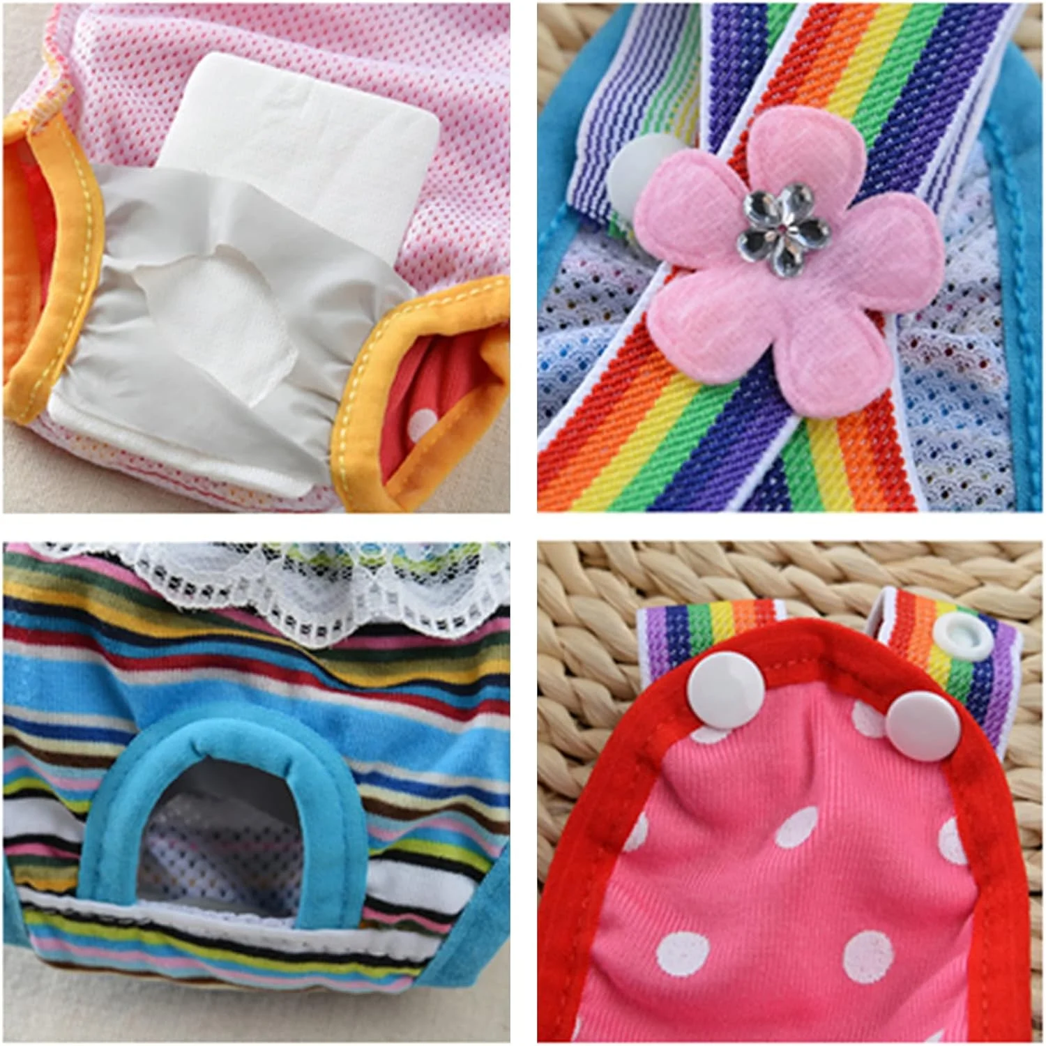 شورت بهداشتی سگ و گربه با بند قابل تنظیم، لباس زیر قابل شستشو برای حیوانات خانگی، نوار شکمی توله سگ قابل استفاده مجدد برای سگ ها و گربه های نر و ماده تدی بولداگ