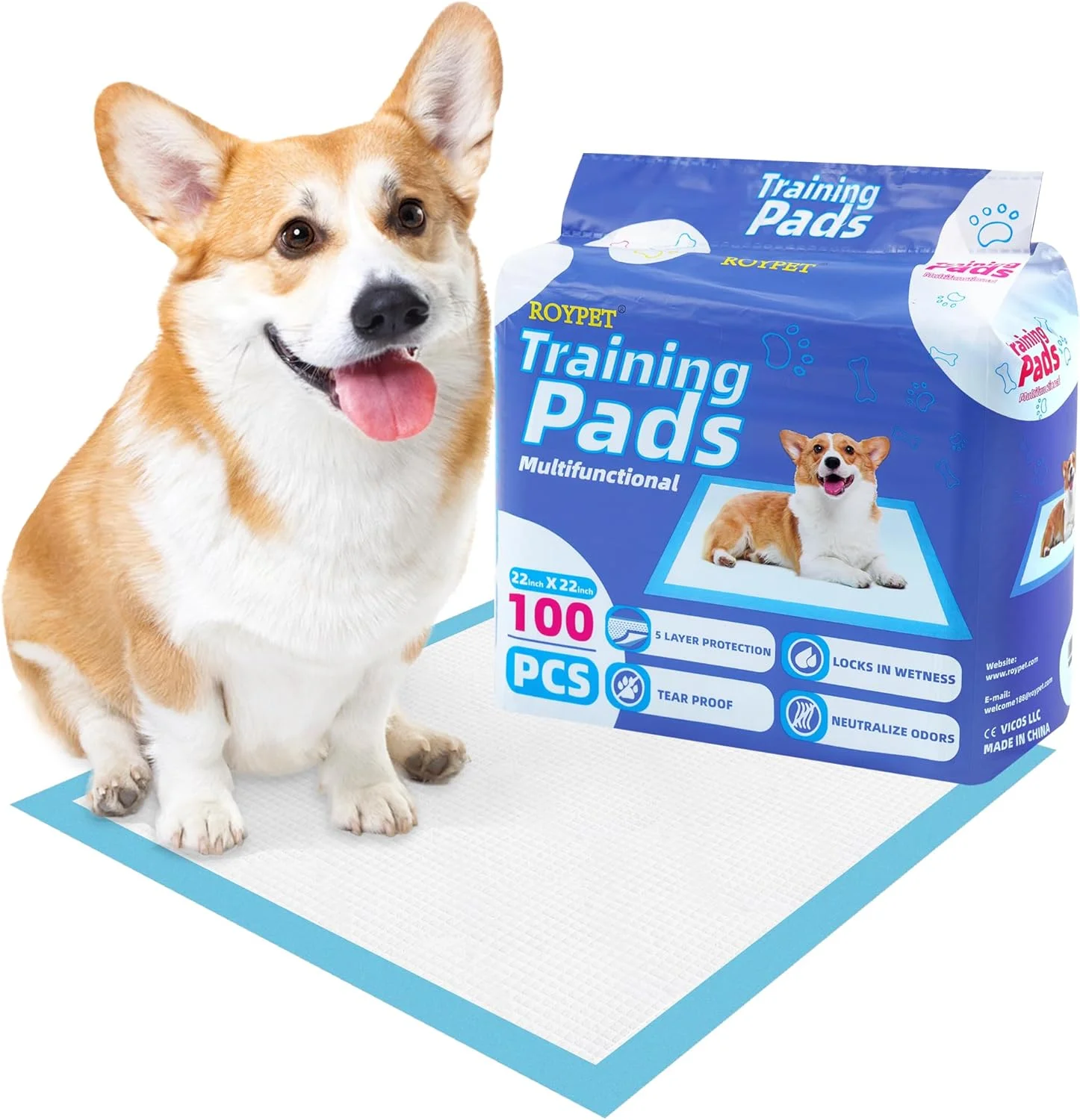 پدهای آموزشی یکبار مصرف سگ رویپت 55x55 سانتی متر، بسته 100 عددی