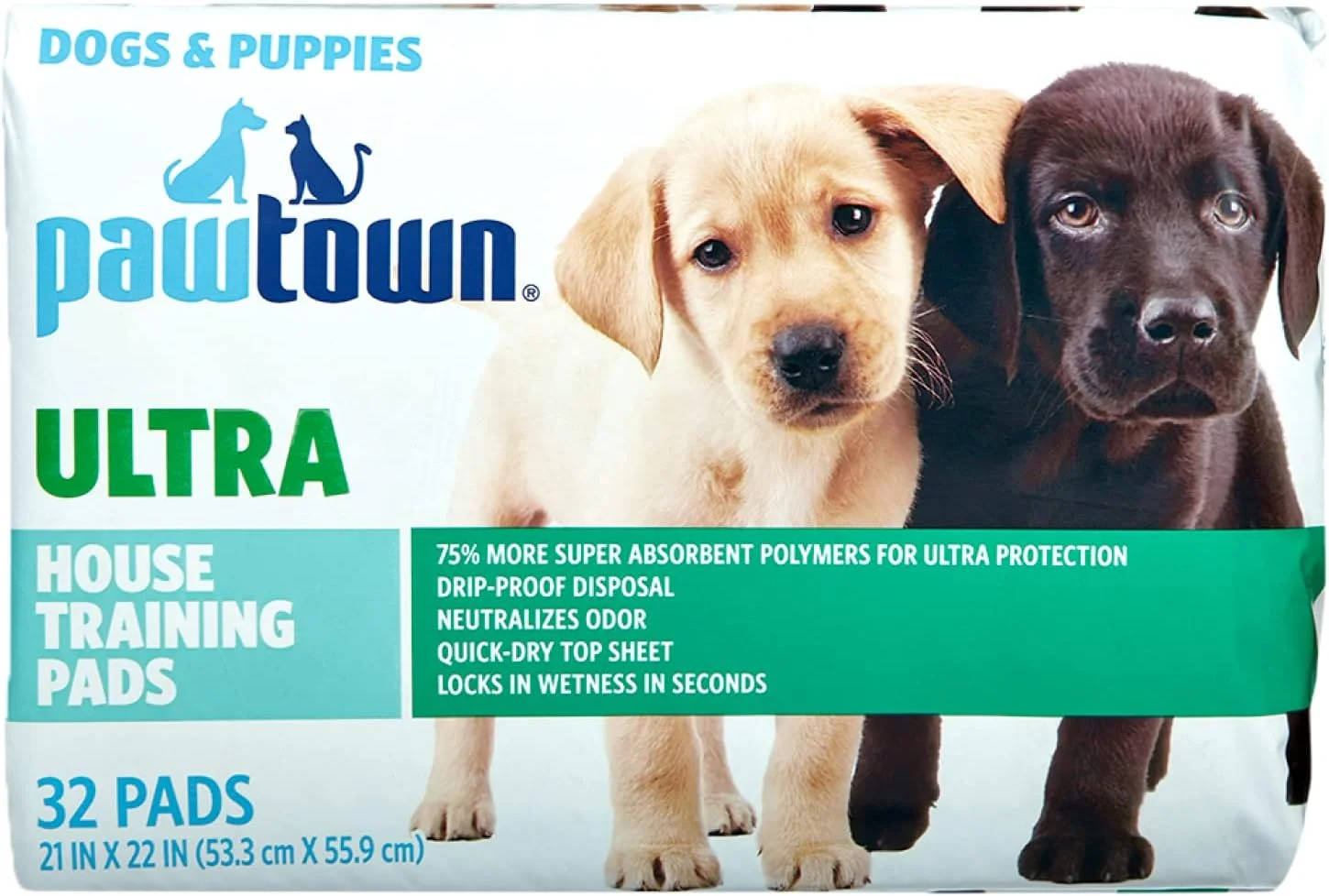 پدهای آموزش ادرار سگ و توله سگ Pawtown Ultra - بسته 32 عددی