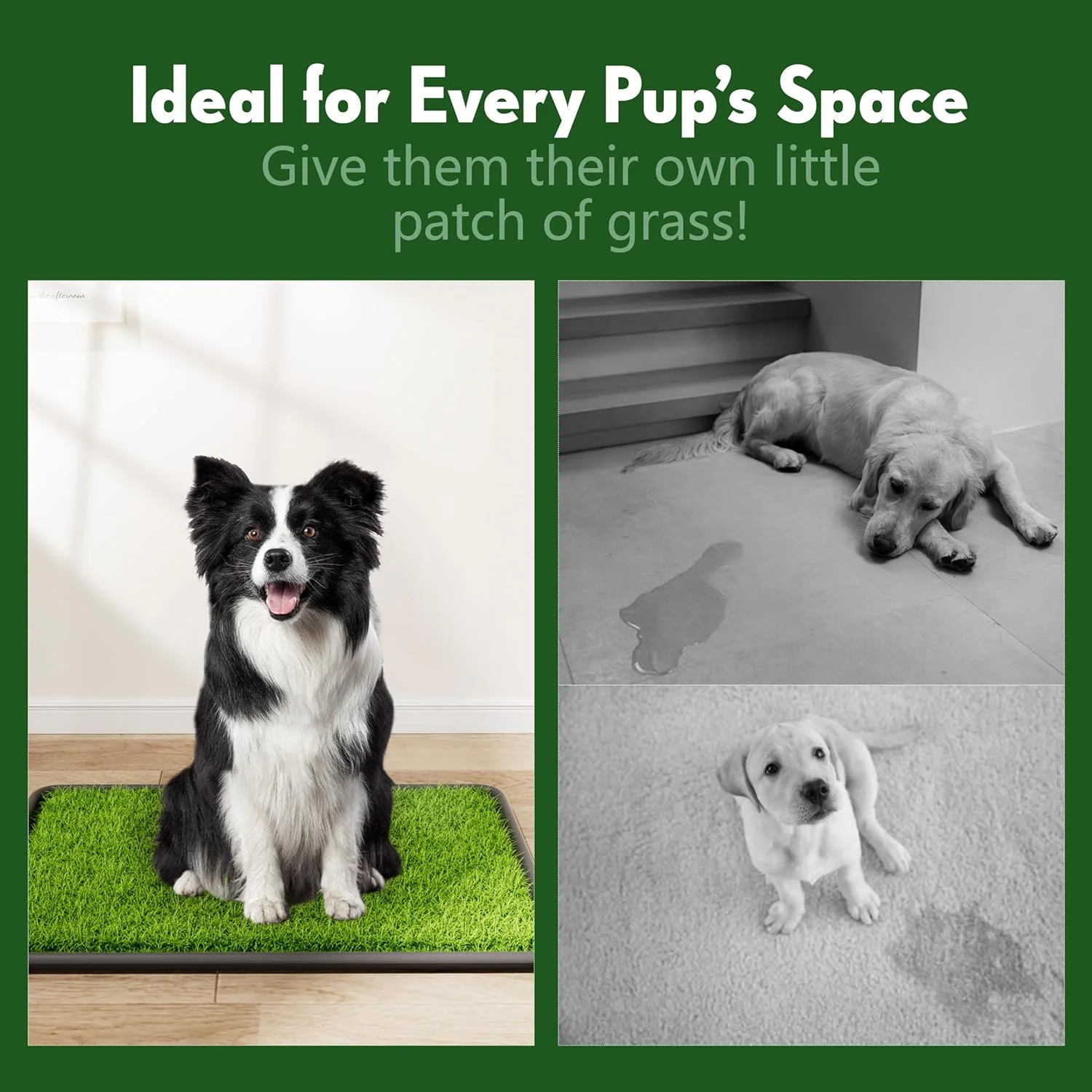 پد دستشویی چمن سگ با سینی، قابل شستشو و استفاده مجدد، چمن مصنوعی برای آموزش توله سگ، جعبه بستر قابل حمل سگ برای استفاده در داخل، خارج و بالکن (سیستم سینی - 35 × 23 اینچ)