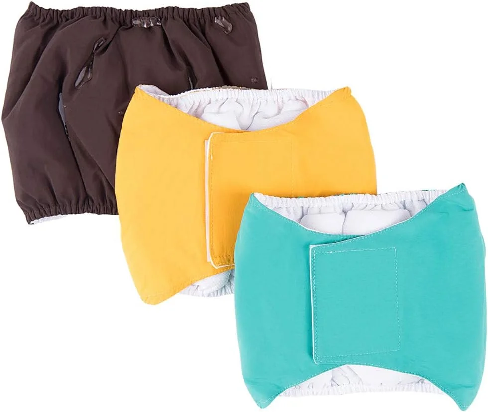 پوشک های پارچه ای قابل استفاده مجدد برای سگ های نر، نوار شکمی توله سگ قابل شستشو، پد بی اختیاری جاذب ضد آب سگ، شلوار بهداشتی فیزیولوژیکی، 3 عدد