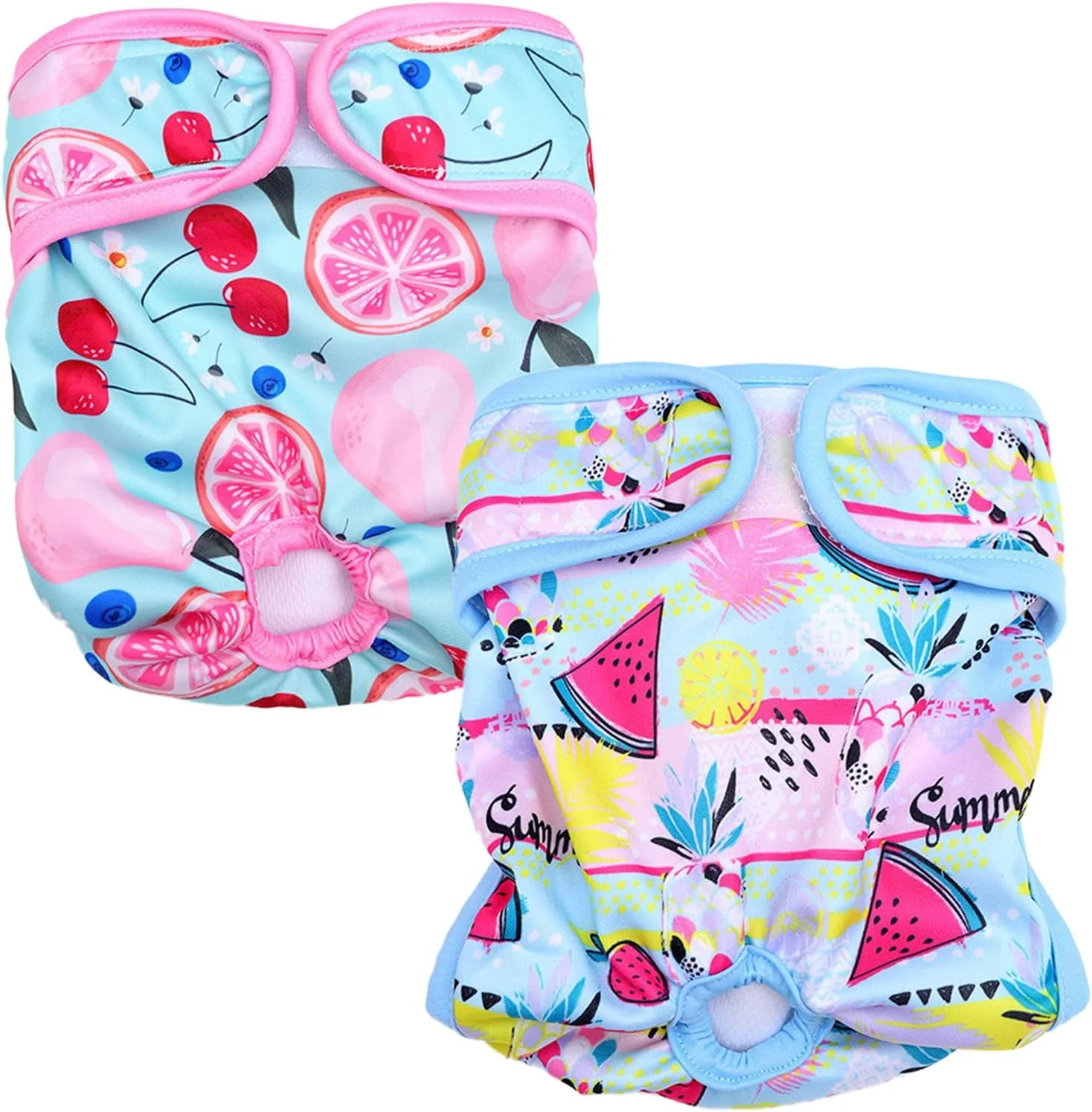 دو بسته پوشک سگ قابل استفاده مجدد، پوشک سگ ماده قابل شستشو برای سگ های کوچک و متوسط با بی اختیاری ادرار، شورت بهداشتی بسیار جاذب برای سگ های ماده در دوره فحلی (دور کمر 40 تا 50 سانتی متر)