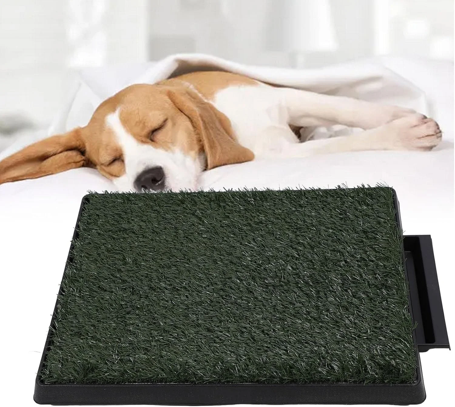 پد چمن سگ با سینی، پد چمن ادرار سگ قابل استفاده مجدد، جعبه بستر سگ، سینی بستر آموزش دستشویی، پدهای ادرار قابل شستشو، تکه چمن مصنوعی برای داخل خانه، بالکن (سایز کوچک)
