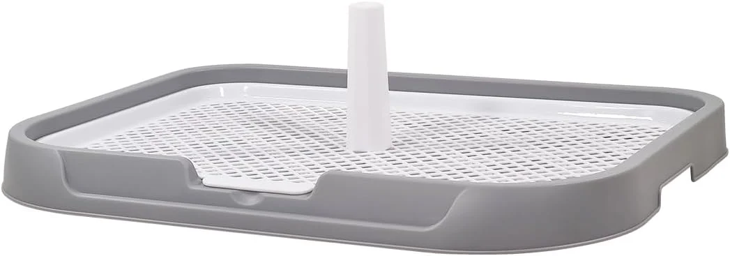 توالت سگ قابل استفاده مجدد با نگهدارنده پلاستیکی، میله راهنمای ادرار و توری قابل جابجایی، طراحی جمع و جور برای سگ های متوسط ​​تا بزرگ، ایده آل برای آموزش دستشویی در داخل و خارج از منزل، ضد نشت و بادوام، 54 سانتی متر (خاکستری)