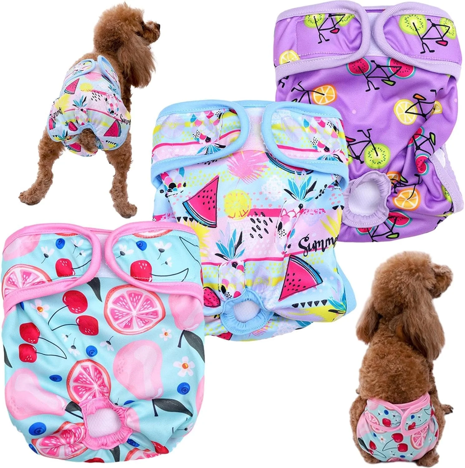 شورت بهداشتی سگ قابل استفاده مجدد، شورت دوران قاعدگی فوق العاده جاذب سگ، شورت قاعدگی بند قابل تنظیم برای حیوانات خانگی ماده، پوشک سگ، لباس زیر بهداشتی توله سگ، پوشک توله سگ، مناسب برای دور کمر 40-50 سانتی متر (3 عدد)