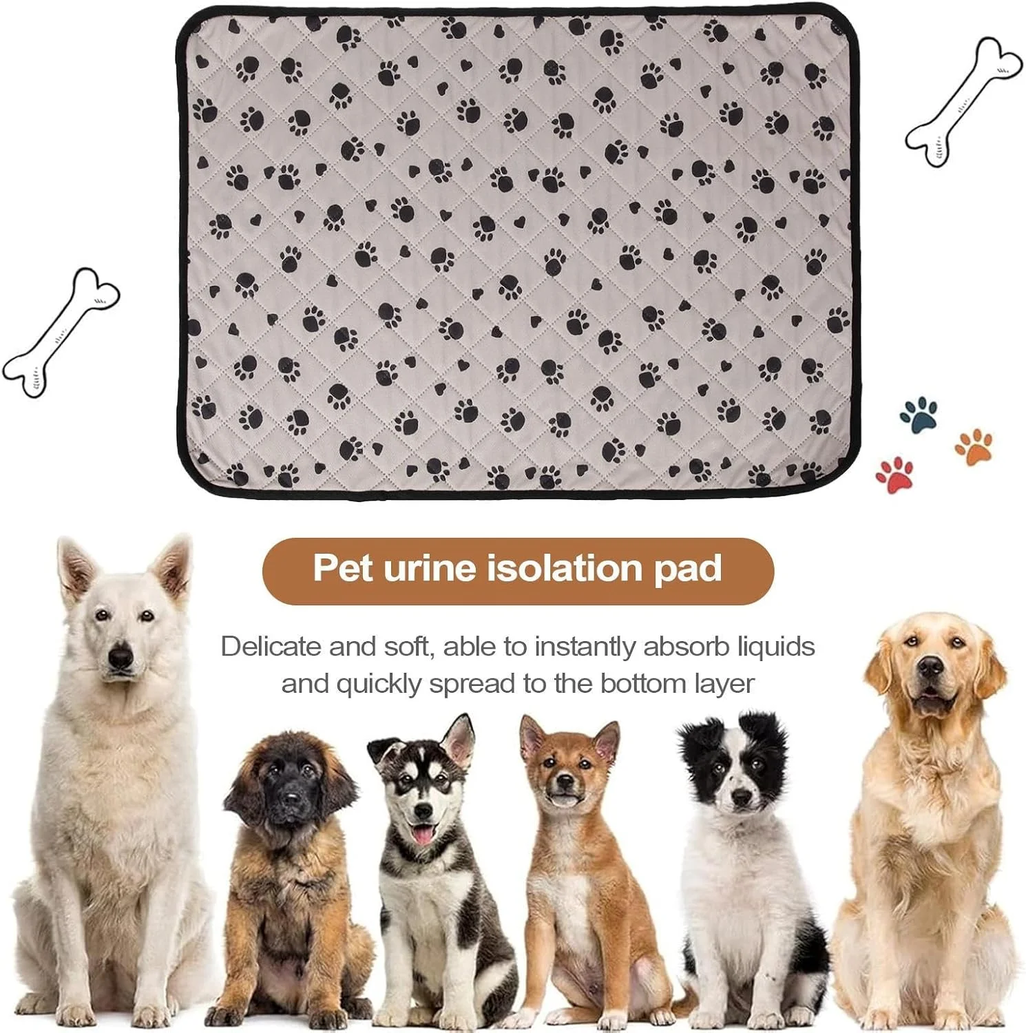 پد ادرار حیوانات خانگی | زیرانداز بهداشتی | سایز 70x50 سانتی متر، قابل شستشو، خشک شدن سریع، ضد لغزش، جاذب و ضد آب برای سگ، گربه، باکس و توله سگ