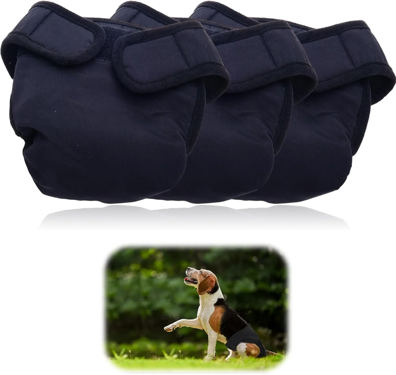 ست 3 عددی پوشک سگ قابل استفاده مجدد، پارچه نخی برای بی اختیاری ادرار و دوران قاعدگی حیوانات ماده، قابل تنظیم، قابل شستشو در ماشین لباسشویی، شورت بهداشتی سازگار با محیط زیست برای سگ