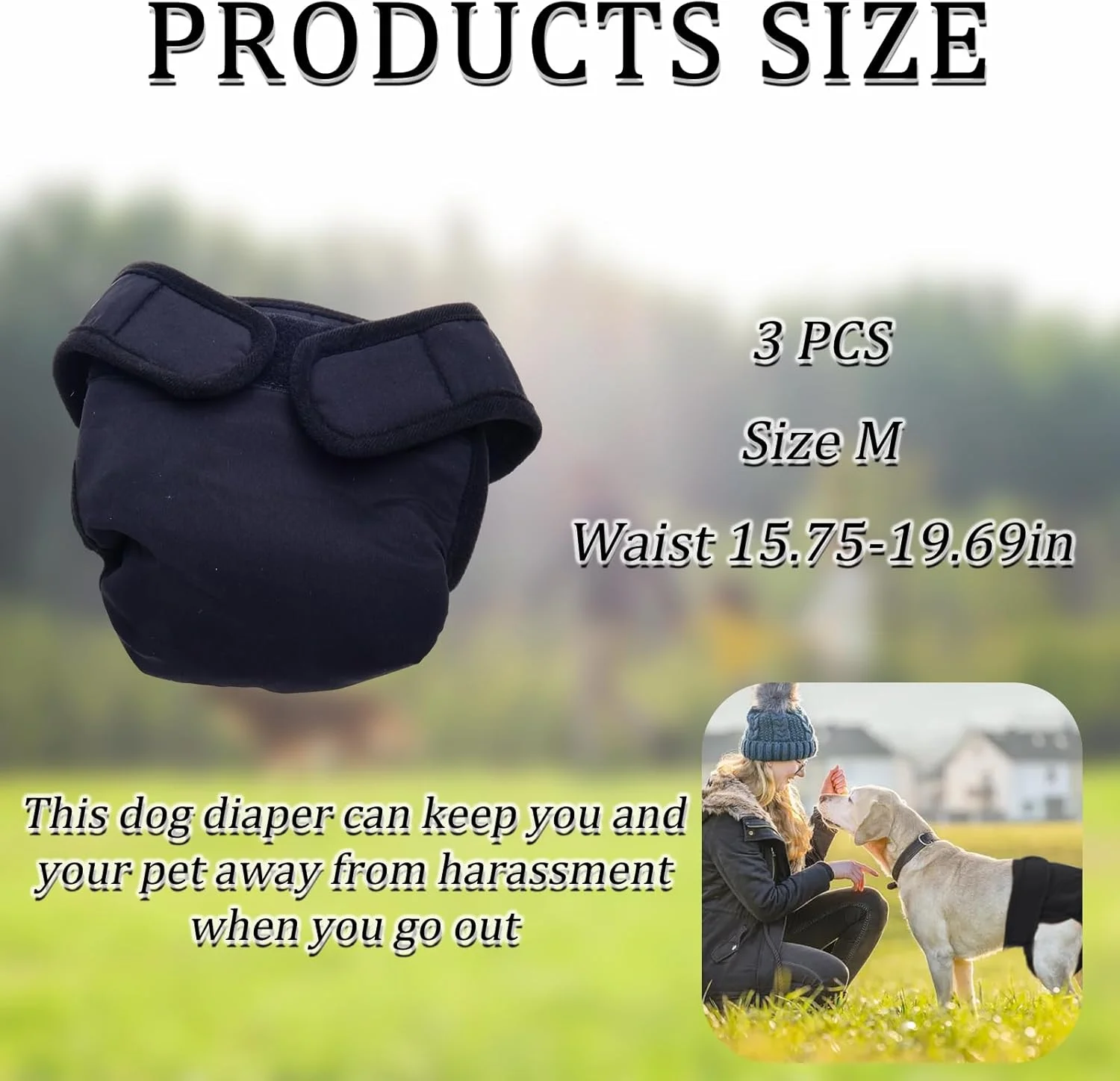 ست 3 عددی پوشک سگ قابل استفاده مجدد، پارچه نخی برای بی اختیاری ادرار و دوران قاعدگی حیوانات ماده، قابل تنظیم، قابل شستشو در ماشین لباسشویی، شورت بهداشتی سازگار با محیط زیست برای سگ