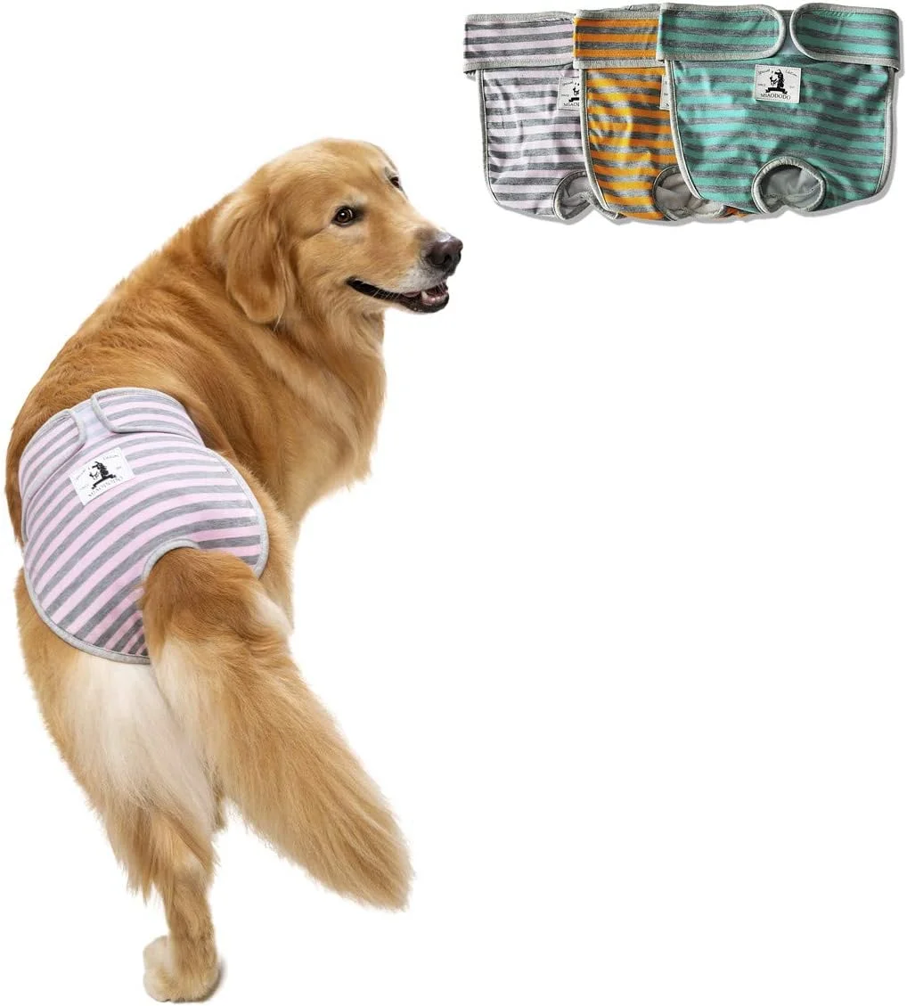 بسته 3 عددی پوشک سگ قابل استفاده مجدد برای سگ های ماده نژاد بزرگ و متوسط، پوشک سگ ماده برای دوران فحلی، بی اختیاری، پوشک سگ برای سگ های ماده با کمر قابل تنظیم چسبی برای سگ های ماده قابل شستشو سایز خیلی بزرگ