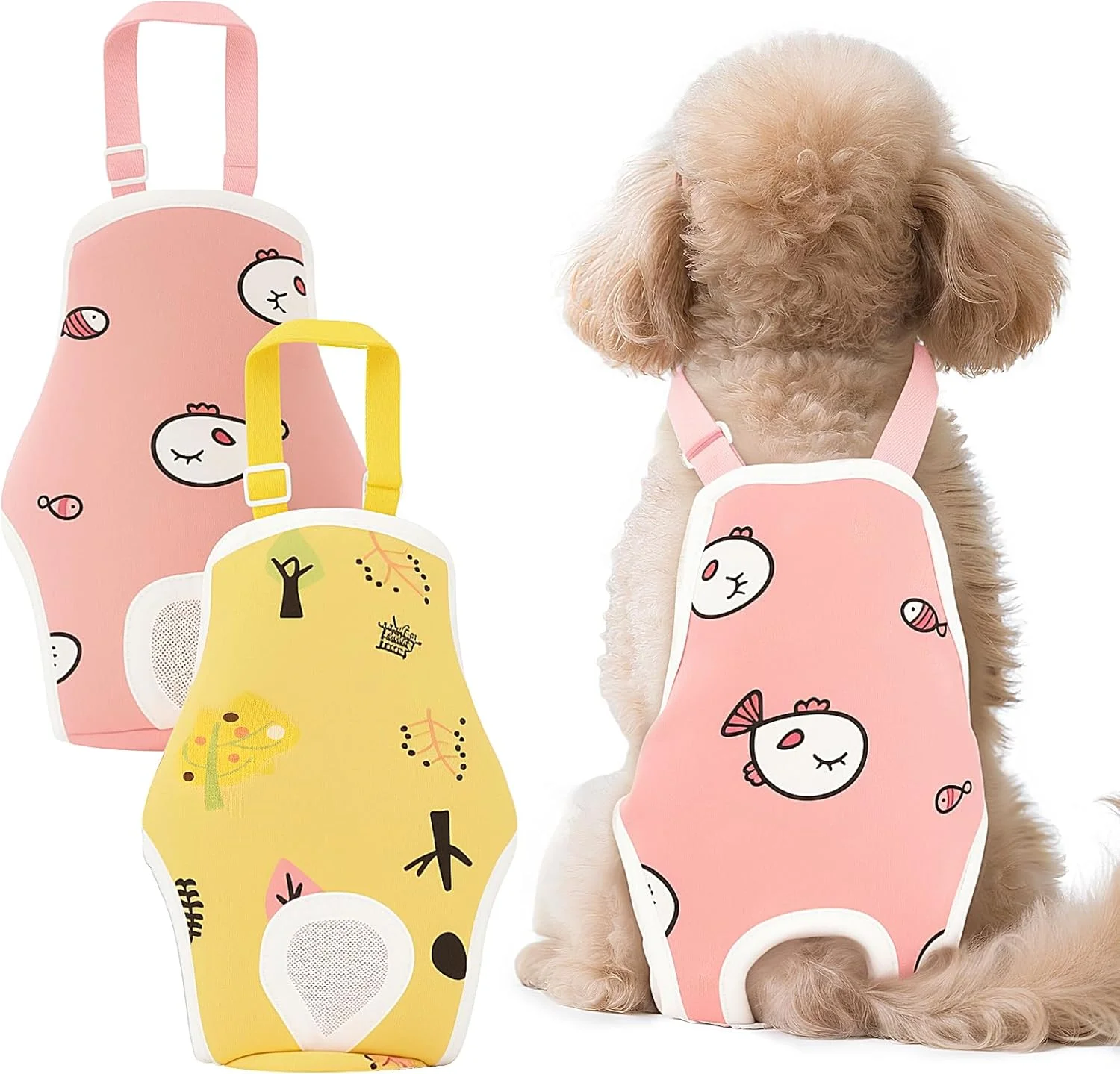 ست 2 عددی شورت بهداشتی سگ ماده قابل شستشو، شورت بی اختیاری سگ با بندهای قابل تنظیم، پوشک نرم و جاذب سگ برای دوران قاعدگی، شورت سگ توله سگ در گرما یا بی اختیاری