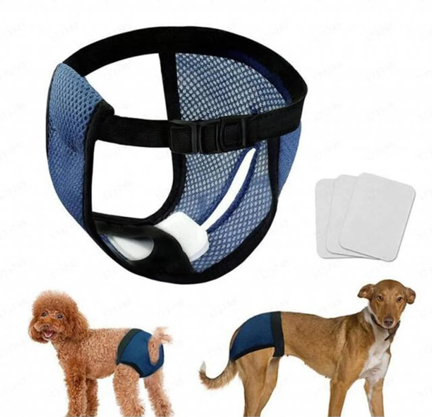 پوشک سگ قابل استفاده مجدد با 3 لایه تعویضی، پدهای بهداشتی سگ قابل شستشو با توری تنفسی، شورت قاعدگی قابل تنظیم برای سگ های کوچک، متوسط و بزرگ_L (آبی) پوشک سگ قابل استفاده مجدد با 3 لایه تعویضی، پدهای بهداشتی سگ قابل شستشو با توری تنفسی، شورت قاعدگی قابل تنظیم برای سگ های کوچک، متوسط و بزرگ_L (آبی)