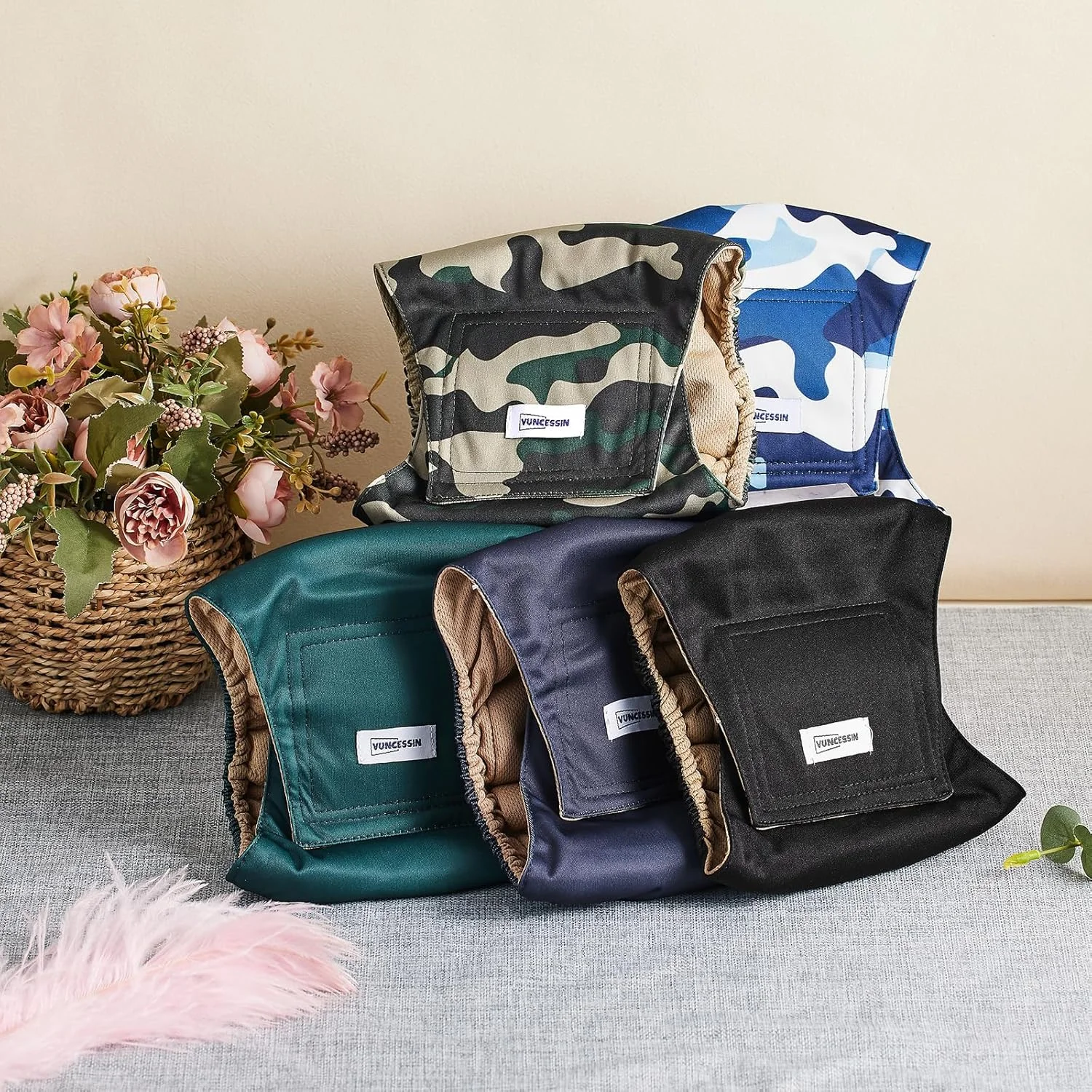 پوشک سگ نر قابل استفاده مجدد، کمربندهای شکمی قابل شستشوی ممتاز برای سگ ها، بسته 5 عددی، پوشک های کوچک سگ با جذب بالا برای سگ و توله سگ در بی اختیاری ادرار یا ادرار هیجانی و آموزش (S)