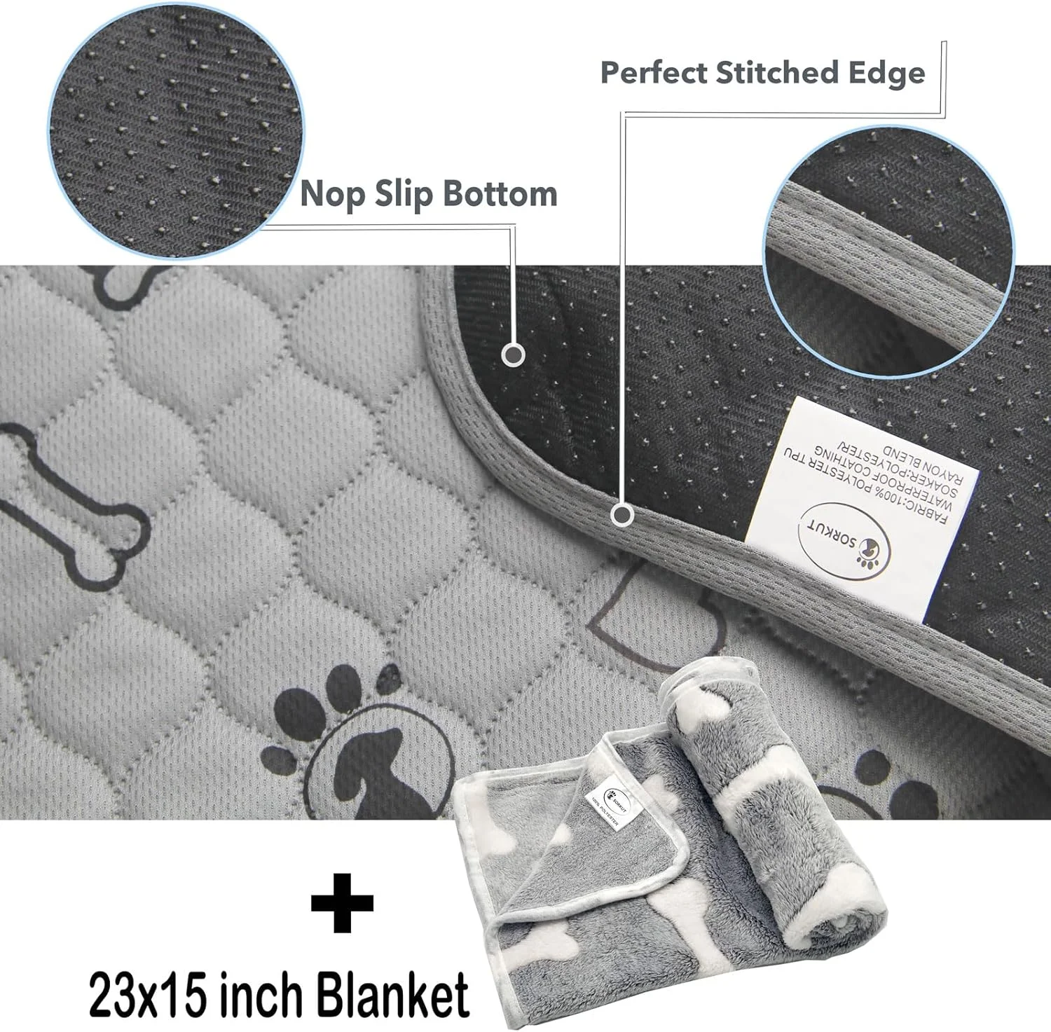 پد ادرار سگ قابل شستشو، بسته 2 عددی، 45x60 سانتی متر، پد جاذب فوق العاده برای سگ ها، پد ضد نشت قابل شستشو، زیرانداز آموزش ضد آب برای سگ، مناسب برای باکس، لانه و آموزش دستشویی