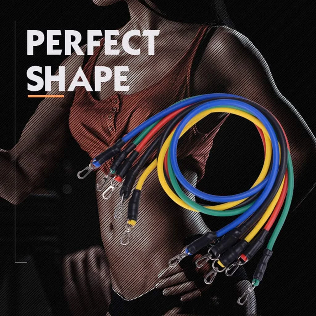 ست کش های مقاومتی، ست 11 عددی کش های مقاومتی ورزشی، کش های الاستیک قابل حمل برای تمرینات خانگی