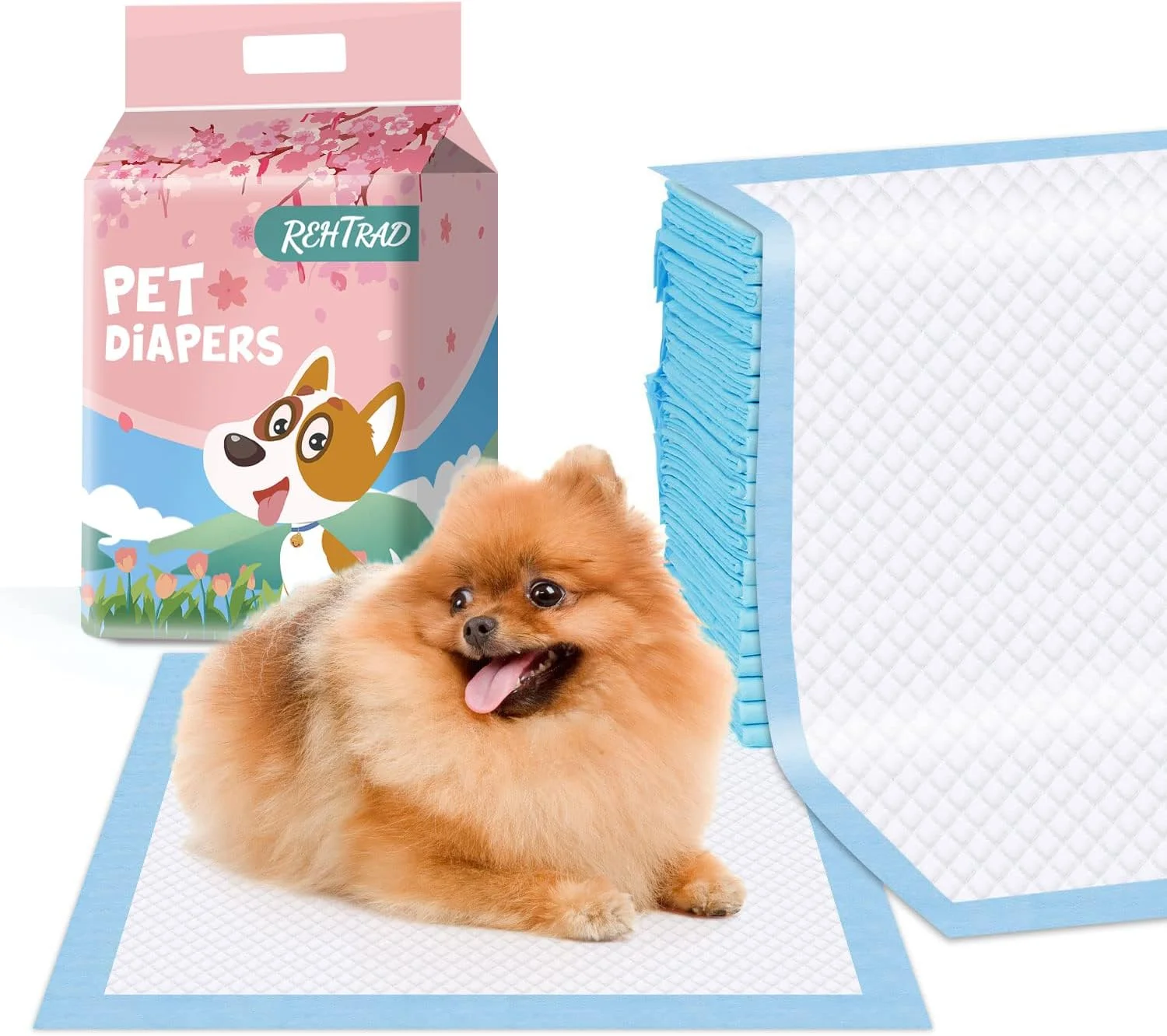 بسته 40 عددی پد ادرار سگ، پد آموزشی حیوانات خانگی و توله سگ، پد ضد آب ادرار سگ (بسته 40 عددی، L: 60 x 60 سانتی متر)