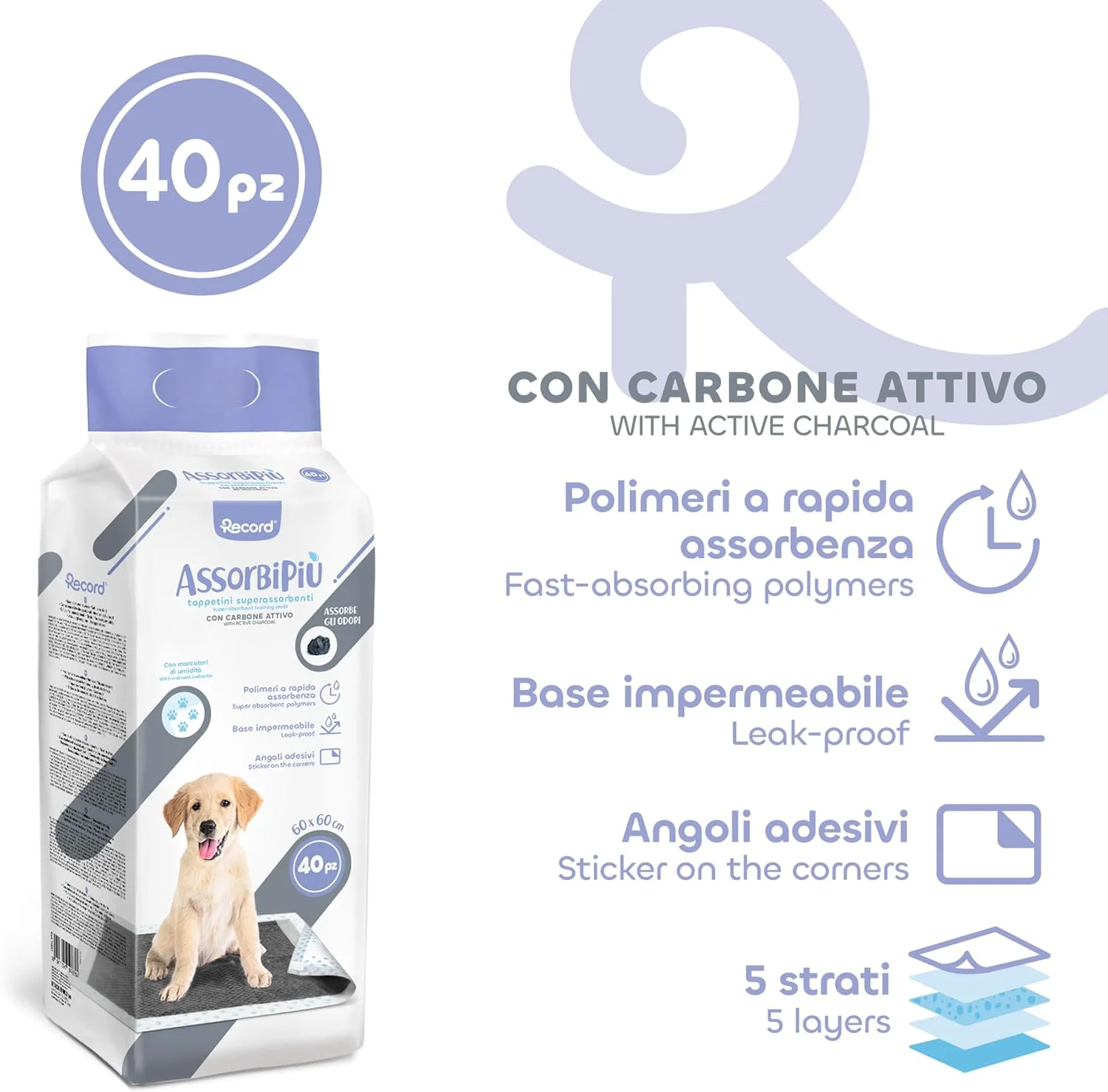 پد بهداشتی سگ با کربن فعال و جاذب رطوبت، فوق العاده جاذب، پد بهداشتی سگ 60x60 سانتی متر، بسته 40 عددی، مقاوم در برابر پارگی و بدون بو، مناسب سگ های متوسط
