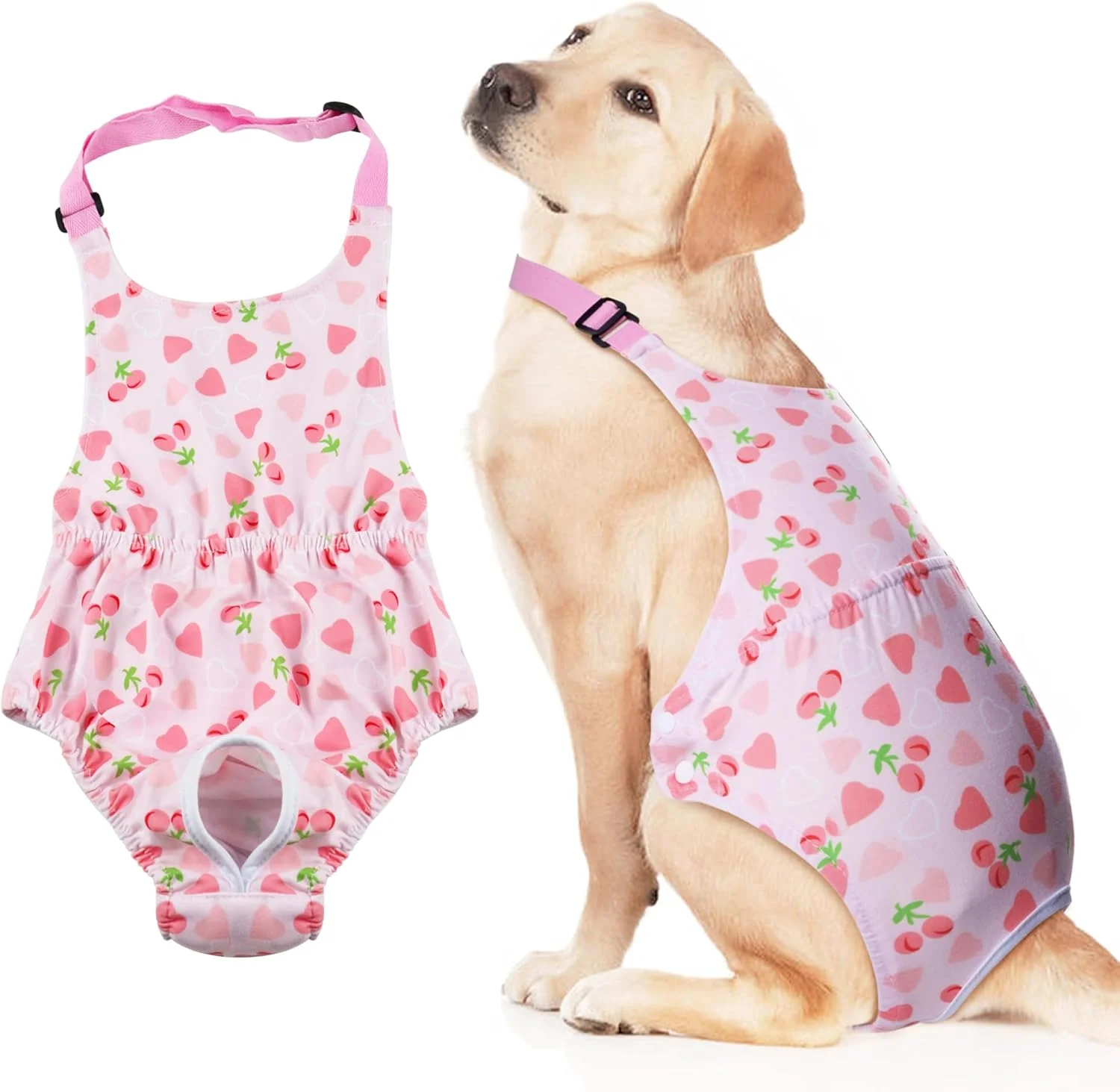 پوشک سگ با بند شانه ای، پوشک دوران قاعدگی سگ ماده، پوشک سگ قابل شستشو برای دوران فحلی، شورت بهداشتی سگ قابل استفاده مجدد با بند شانه ای قابل تنظیم، لباس زیر حیوانات خانگی ضد فرار برای سگ های بزرگ
