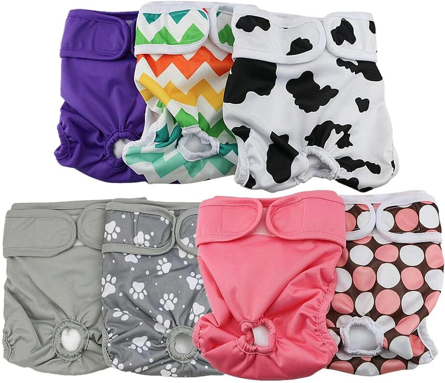 پوشک سگ قابل شستشو Qiny (بسته 7 عددی)، پوشک بادوام سگ، پوشک ممتاز سگ ماده (L)