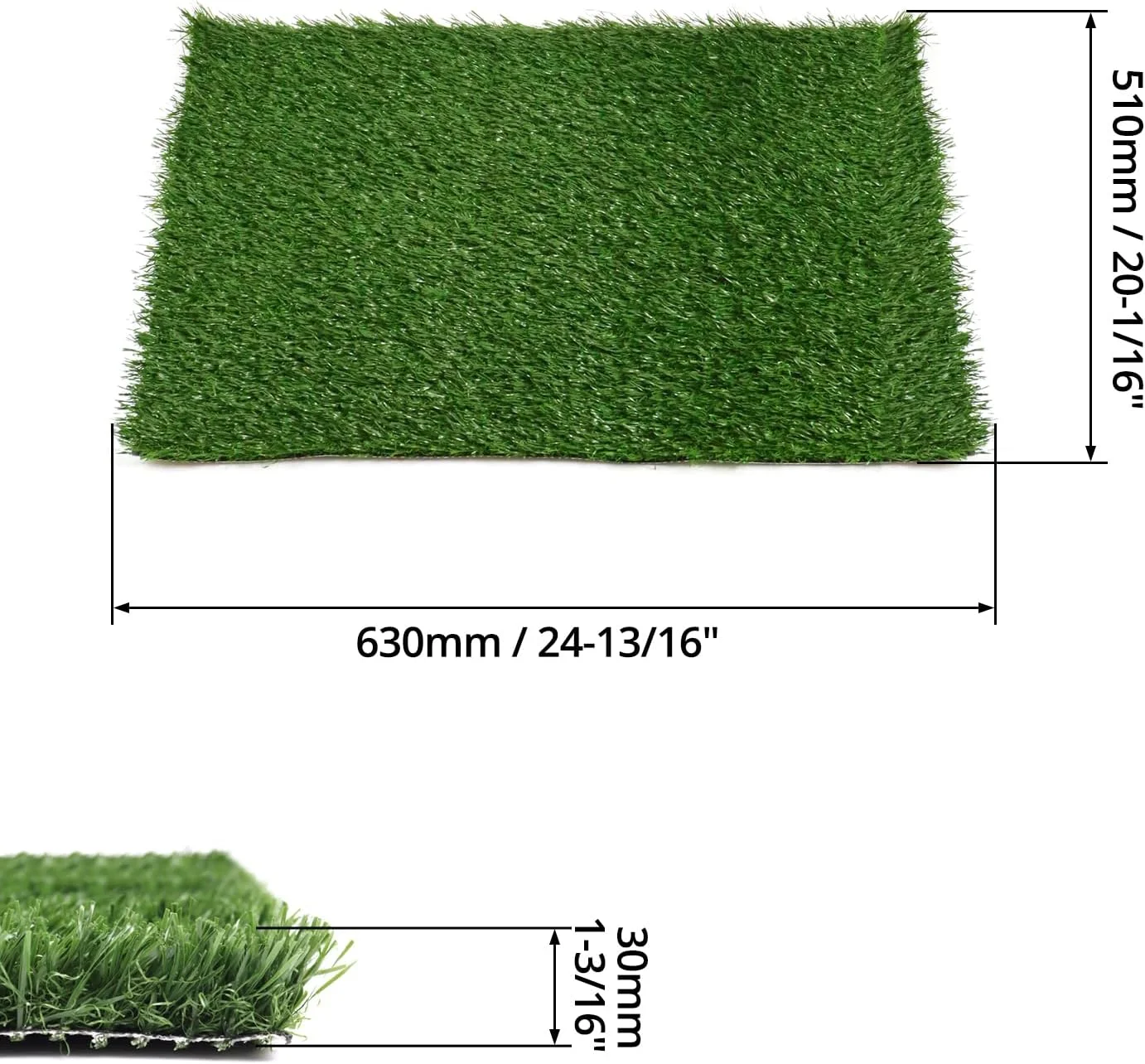 QWORK 2 عدد چمن مصنوعی توالت سگ، پد ادرار توالت توله سگ برای سگ ها، چمن جایگزین توالت سگ 50.8 در 63 سانتی متر