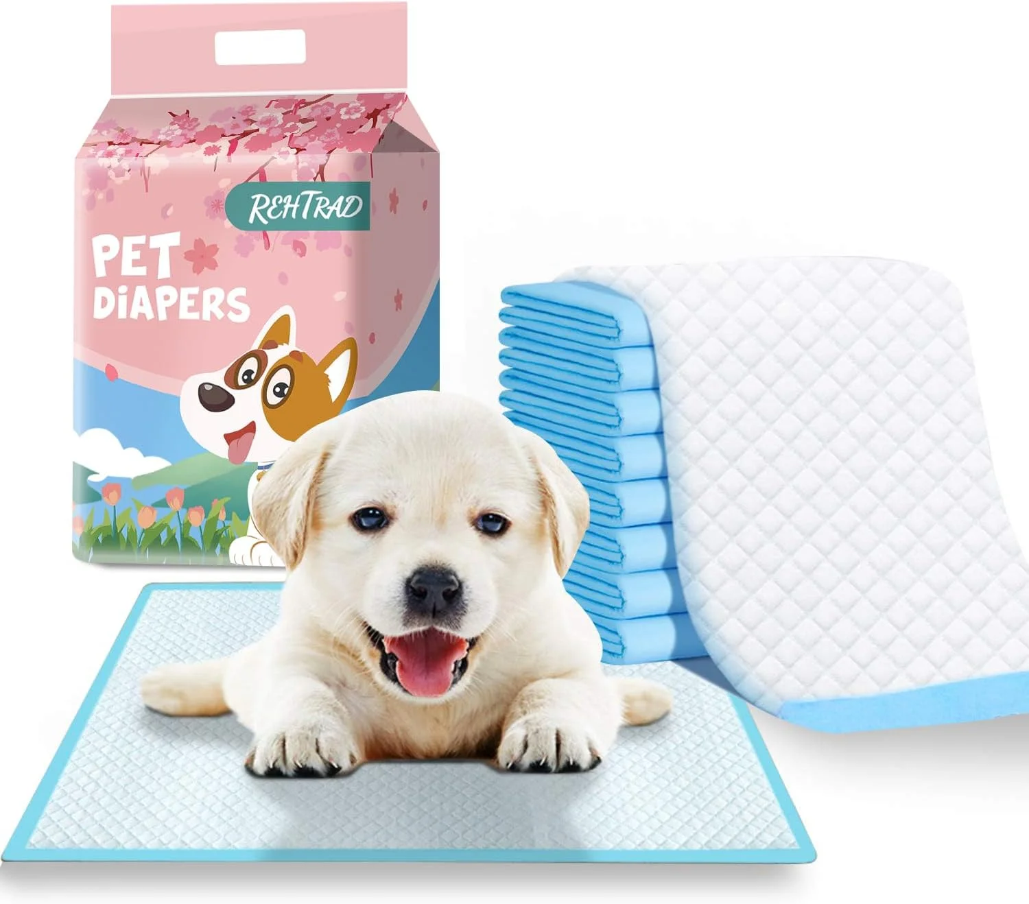 پد ادرار سگ REHTRAD بسته 50 عددی، پد آموزشی حیوانات خانگی و توله سگ، پد ضد آب سگ - 45 x 60 سانتی متر (بسته 50 عددی، M: 45 x 60 سانتی متر)