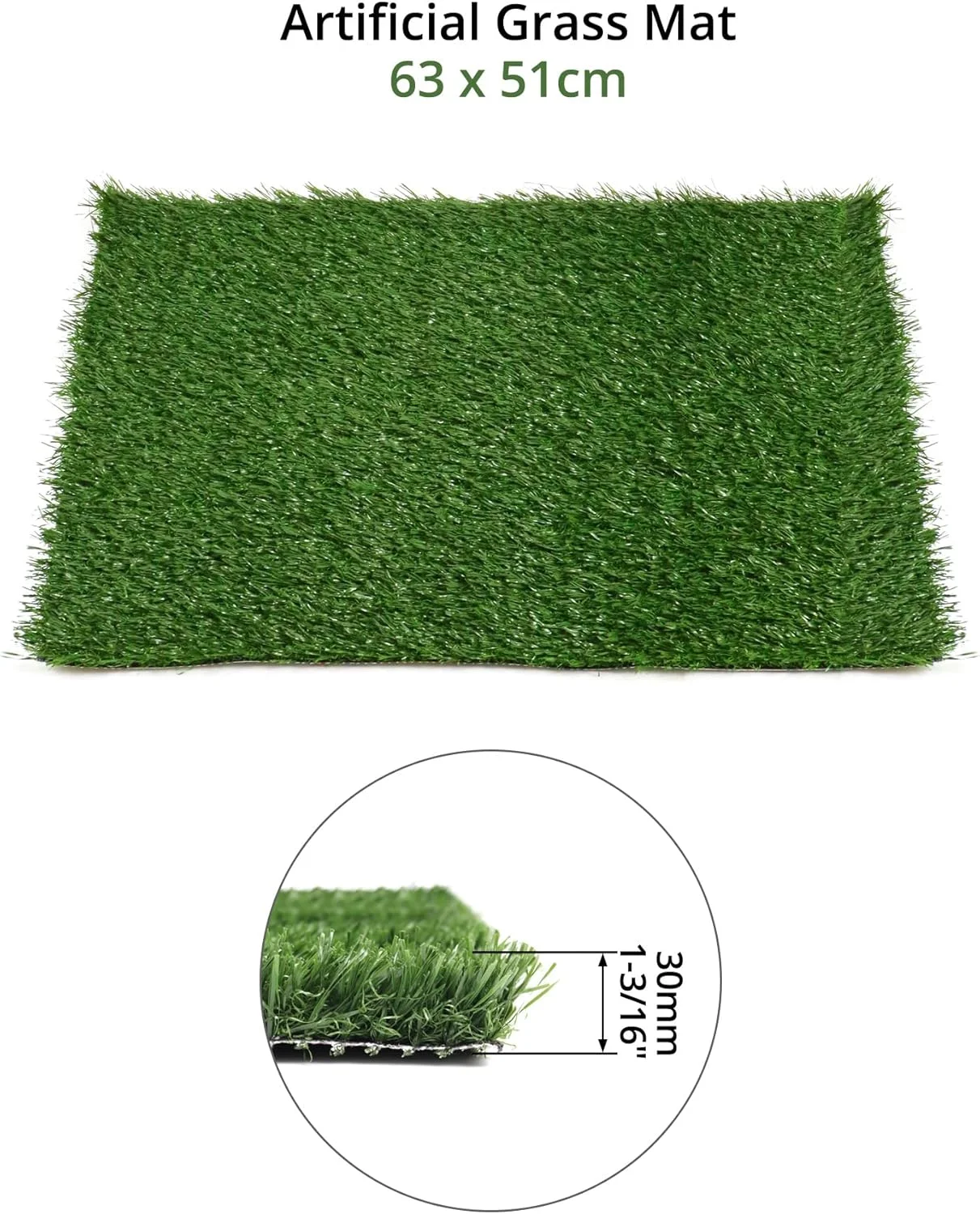 QWORK 2 عدد چمن مصنوعی توالت سگ، پد ادرار توالت توله سگ برای سگ ها، چمن جایگزین توالت سگ 50.8 در 63 سانتی متر