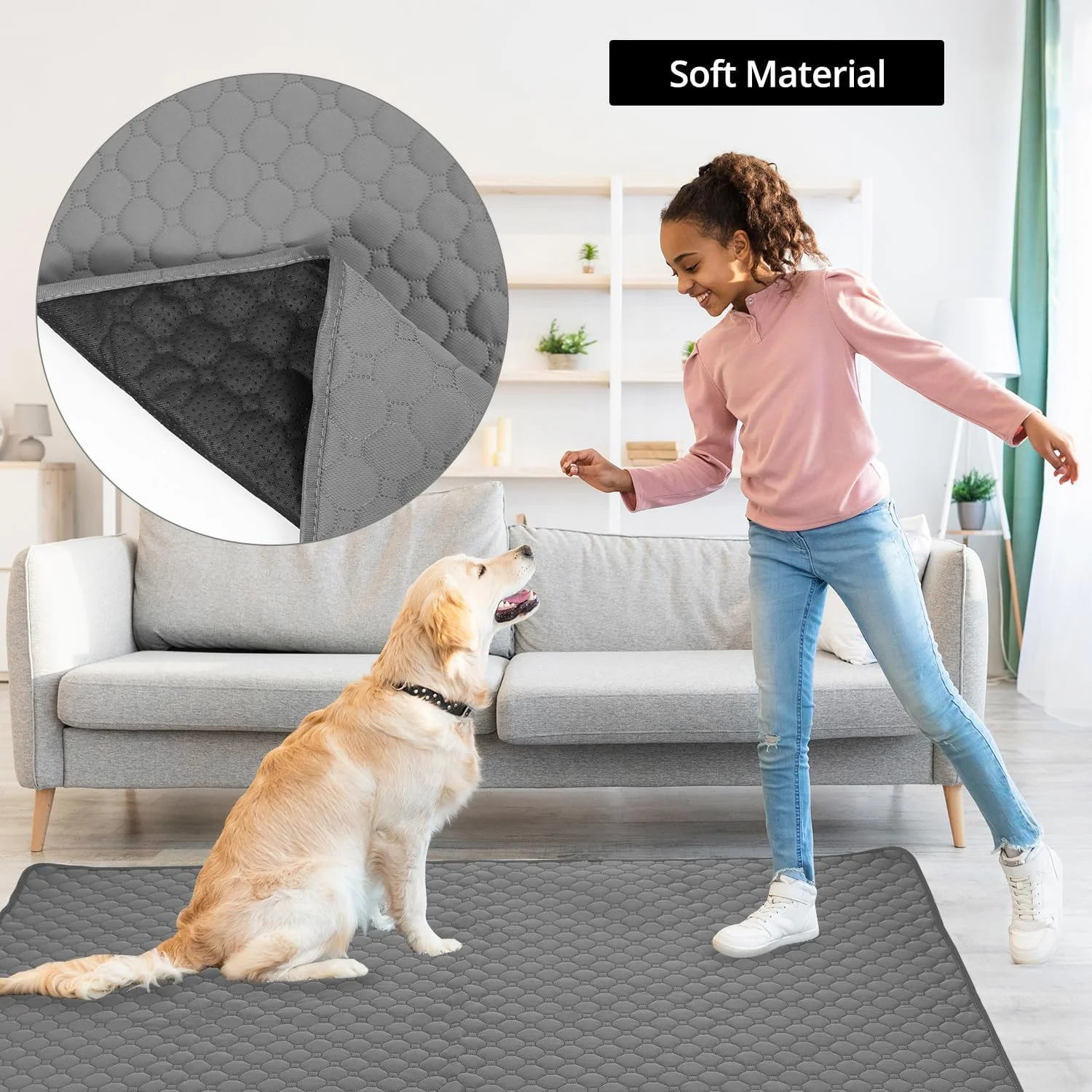 پد ادرار حیوانات خانگی QWORK®، بزرگ، پدهای ادرار قابل استفاده مجدد 120 x 150 سانتی متر، پدهای مخصوص توله سگ قابل شستشو، برای سگ، گربه، خرگوش