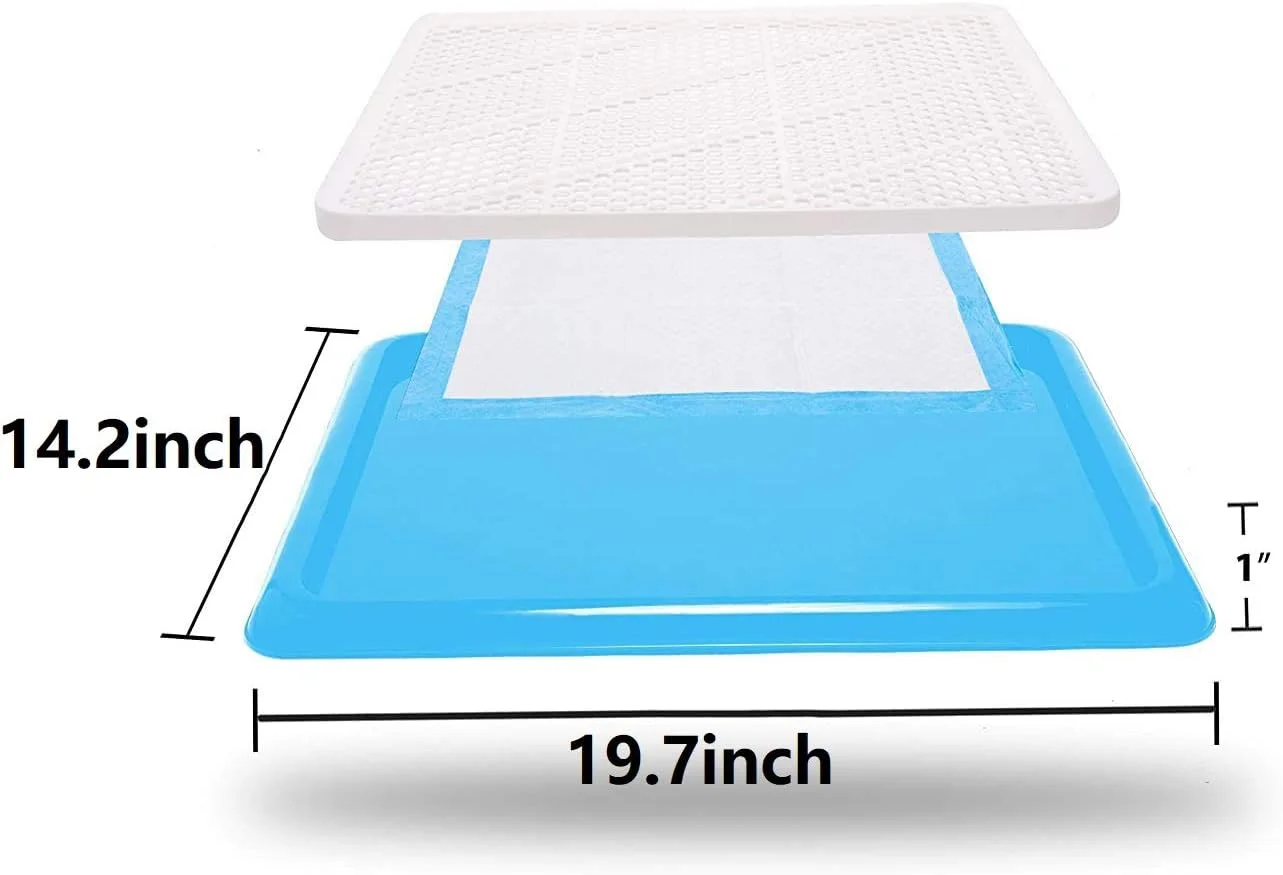 سینی دستشویی سگ Qpets®، نگهدارنده پد ادرار توله سگ، جعبه بستر سگ، توالت آموزشی پلاستیکی حیوانات خانگی برای سگ های کوچک، ابعاد 50x36 سانتی متر، پنجه ها را خشک و کف را تمیز نگه می دارد (آبی)