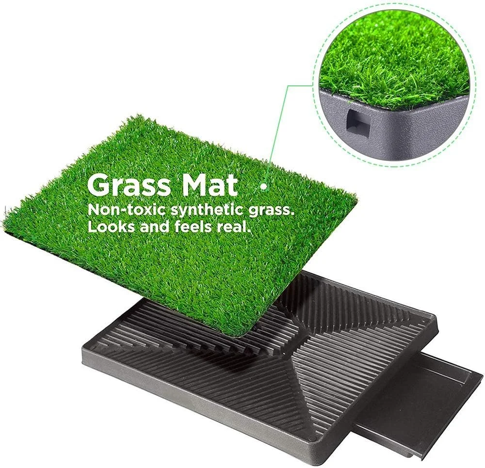 توالت سگ کیوفنگ، پد آموزش ادرار توله سگ در داخل خانه، پد چمن آموزش ادرار حیوانات خانگی، سینی زباله قابل جابجایی برای تمیز کردن آسان تر، چمن مصنوعی غیر سمی، 63cm x 51cm