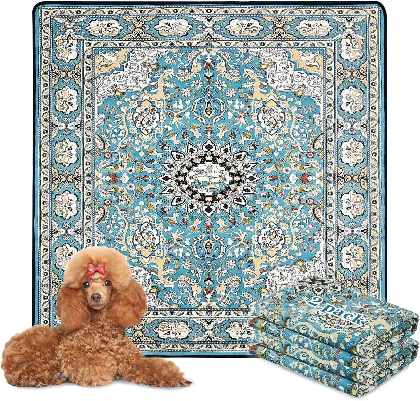 پدهای ادرار قابل شستشو Qeils برای سگ ها، بسته 2 عددی پد توله سگ قابل استفاده مجدد 48"x48" فوق العاده جاذب و ضد نشت، پدهای آموزش سگ ضد لغزش، پدهای زایمان تشک بستر لوازم توله سگ پدهای ادرار قابل شستشو Qeils برای سگ ها، بسته 2 عددی پد توله سگ قابل استفاده مجدد 48"x48" فوق العاده جاذب و ضد نشت، پدهای آموزش سگ ضد لغزش، پدهای زایمان تشک بستر لوازم توله سگ