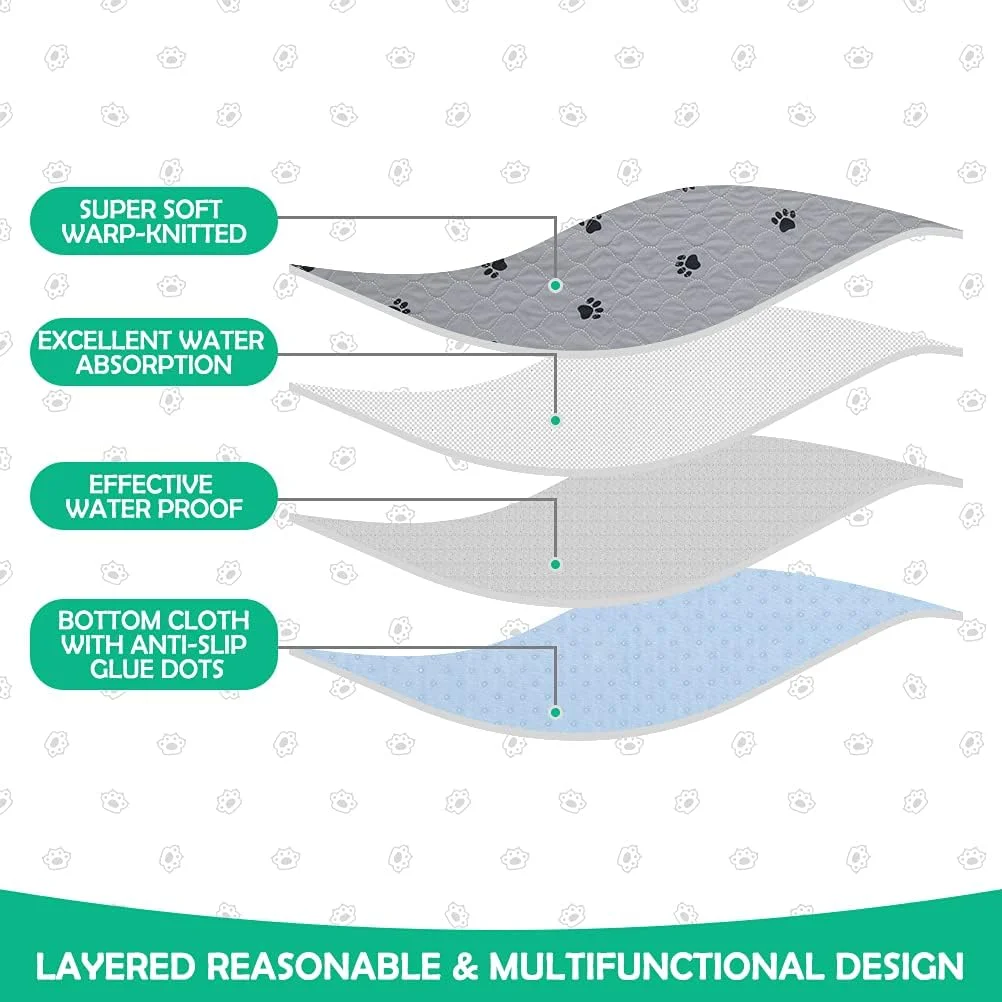 پدهای ادرار قابل شستشو PUPTECK برای سگ ها لوازم حیوانات خانگی - 2 بسته پد آموزش ادرار توله سگ ضد آب و قابل استفاده مجدد - جذب سریع زیرانداز غذای حیوانات خانگی ضد لغزش - پد خوکچه هندی برای حیوانات کوچک