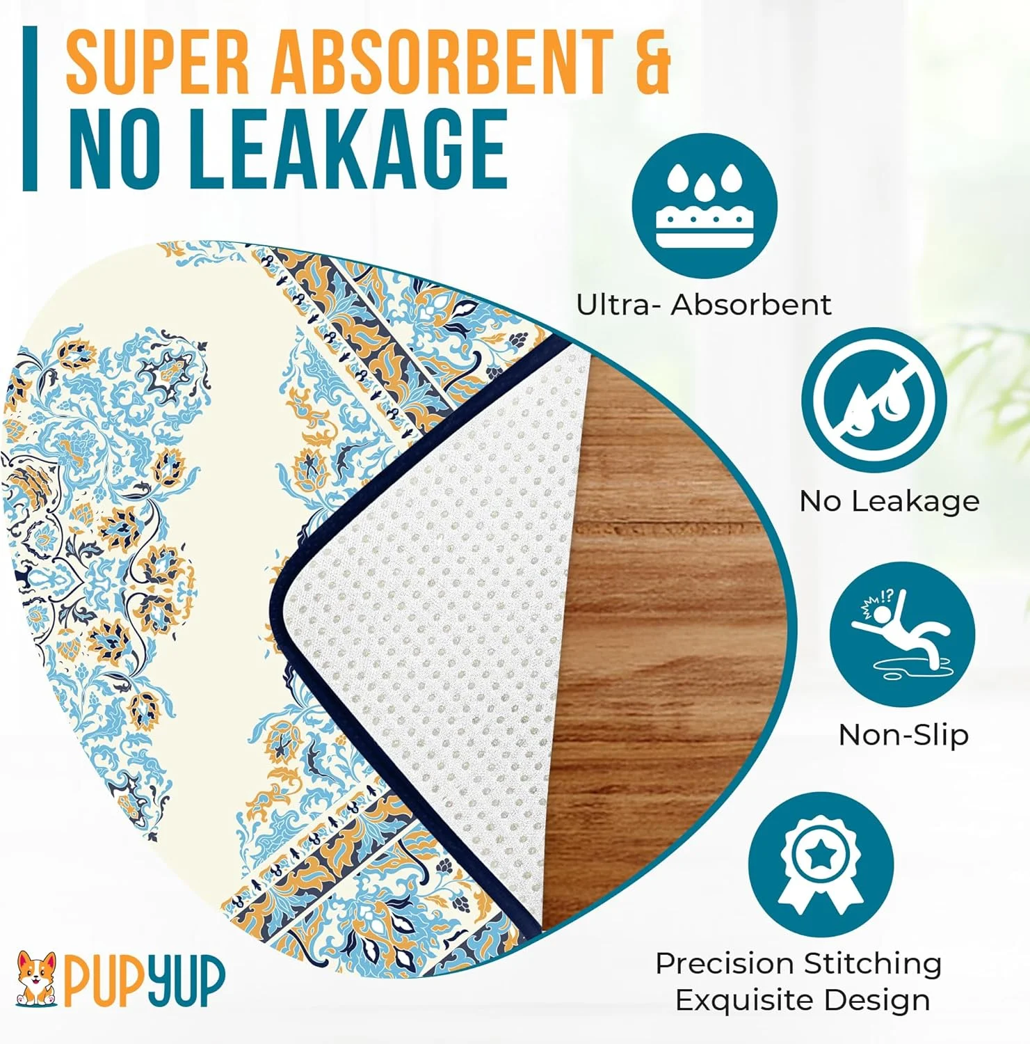 پدهای ادرار شوی سگ - خیلی بزرگ 182x182 فوق العاده جاذب، پدهای آموزشی سگ قابل استفاده مجدد، ضد آب و ضد لغزش، پدهای ادرار برای کف، تخت، قفس سگ