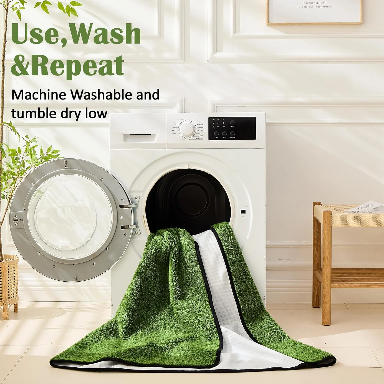 پدهای ادرار قابل شستشو برای سگ ها، بسته 2 عددی پدهای فوق العاده جاذب و قابل استفاده مجدد با پشم بلند سبز برای آموزش دستشویی، کف، مبل، تخت و قفس، 60 در 90 سانتی متر