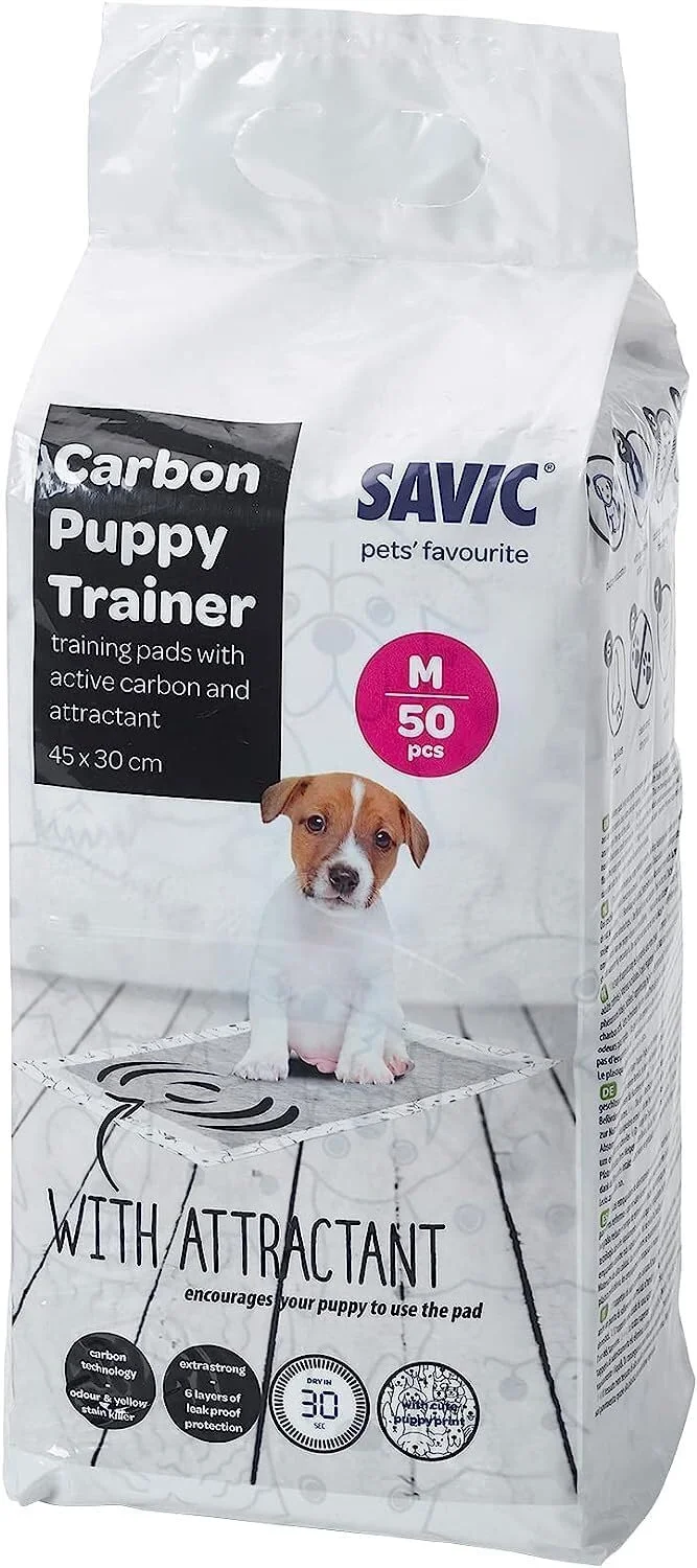 پدهای آموزش ادرار سگ کربنی سایز متوسط 45x30 سانتی متر (50 عدد)