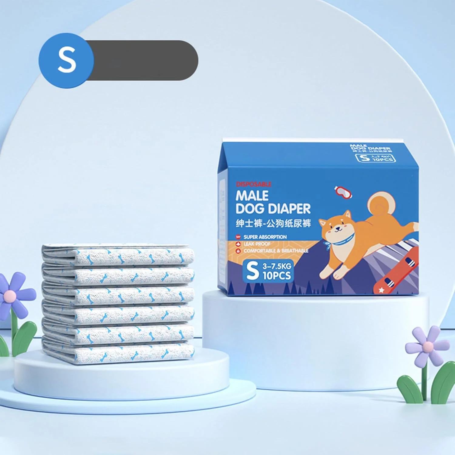 پوشک سگ - پوشک های بسیار جاذب، پوشش الاستیک ضد نشت برای حیوانات خانگی ناتوان، مسافرت و جلوگیری از حوادث داخل خانه