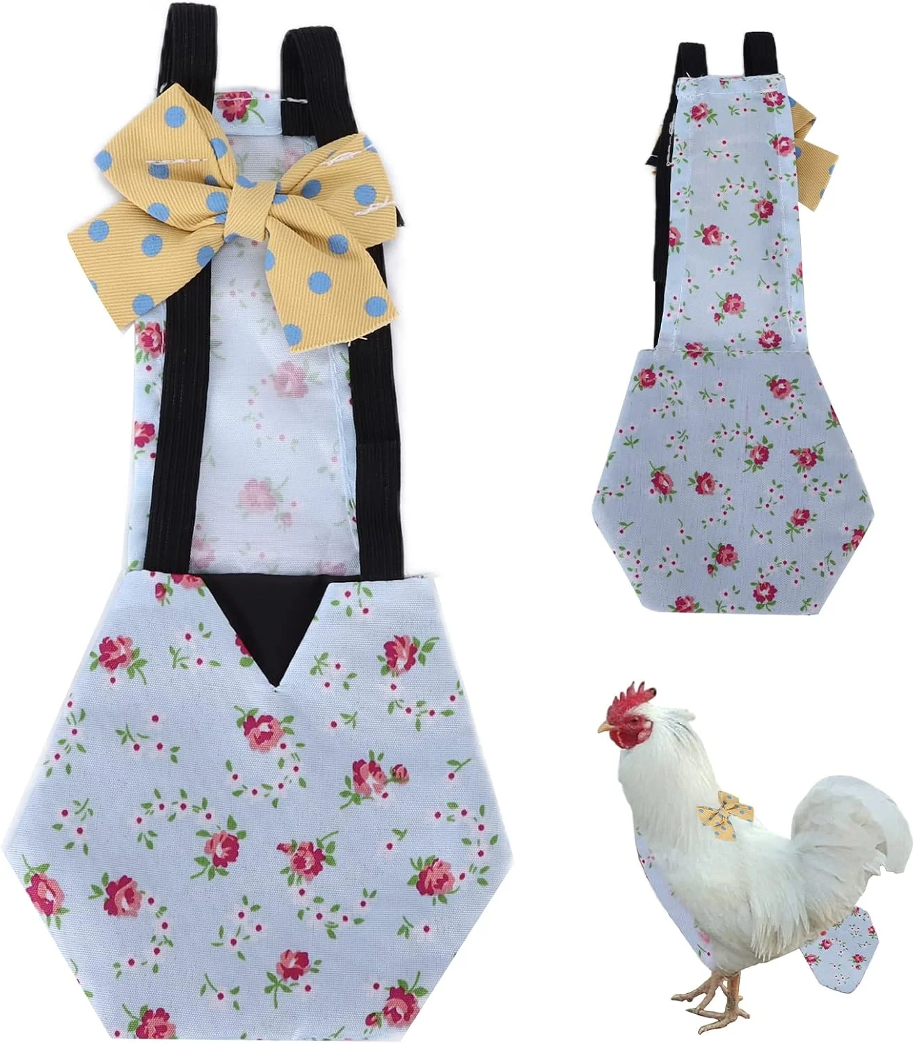 پوشک مخصوص حیوانات خانگی Pssopp برای مرغ، اردک، غاز یا مرغ خانگی، لباس طیور با پاپیون (L گل آبی)